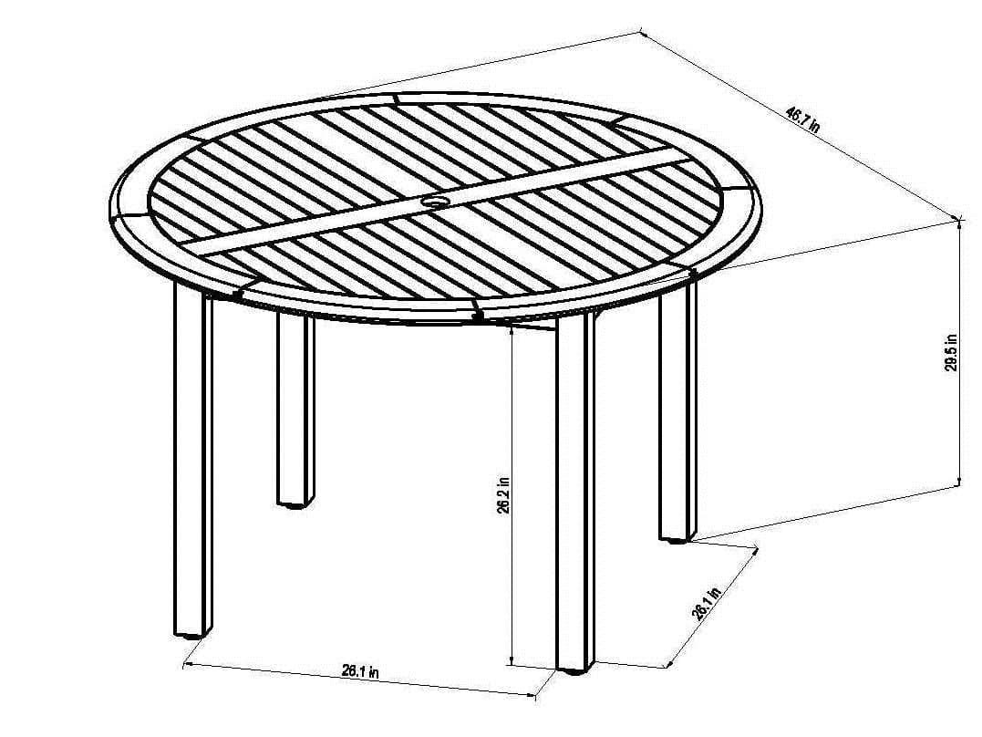 International Home Miami Amazonia Charlotte 5 Piece Round Wood Patio Dining Set
