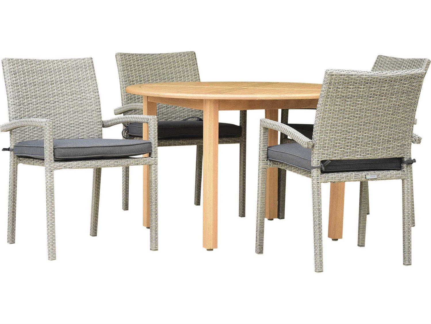 International Home Miami Amazonia Damian 5 Piece Round Wood Outdoor Dining Set