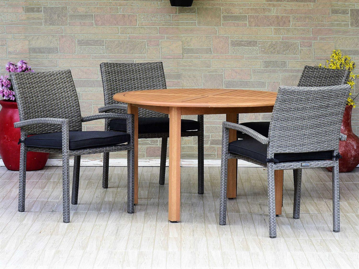 International Home Miami Amazonia Damian 5 Piece Round Wood Outdoor Dining Set