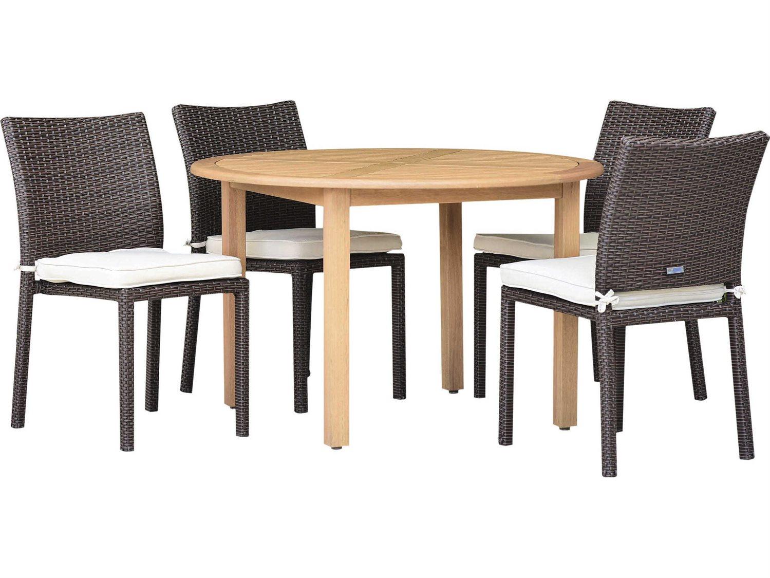 International Home Miami Amazonia Damian 5 Piece Round Wood Patio Dining Set