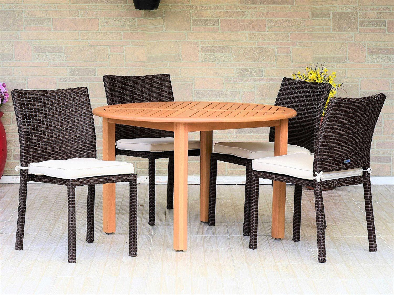 International Home Miami Amazonia Damian 5 Piece Round Wood Patio Dining Set