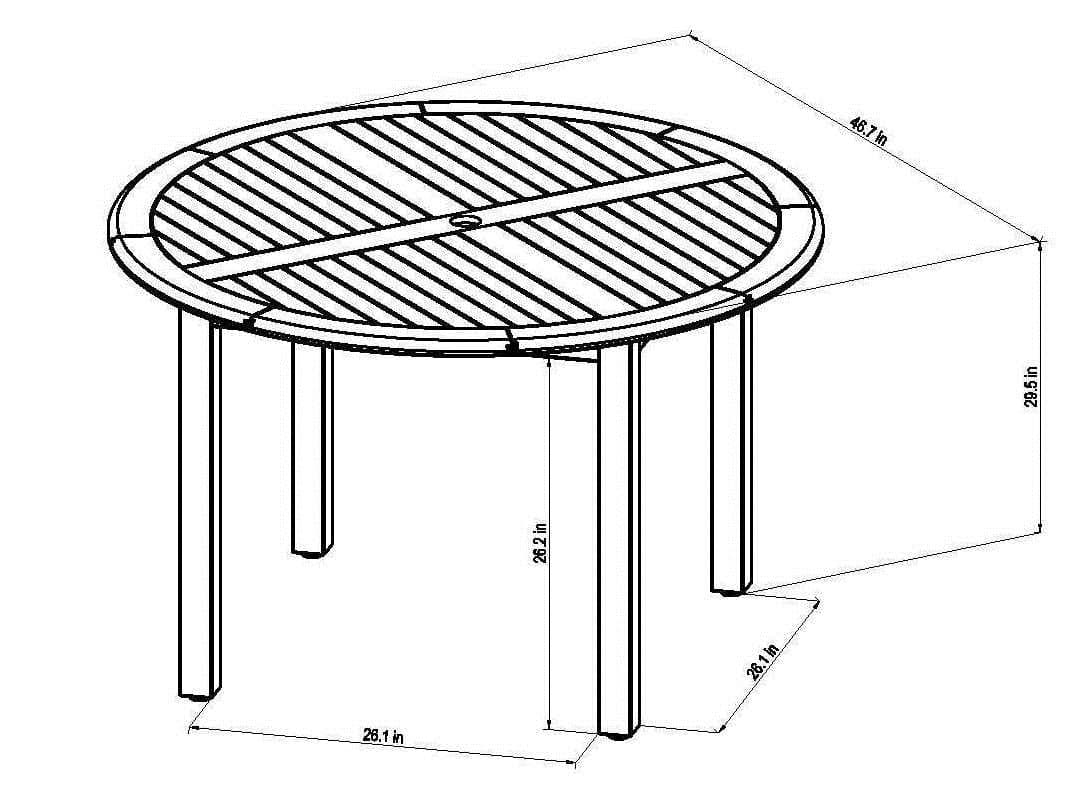 International Home Miami Amazonia Damian 5 Piece Round Wood Patio Dining Set