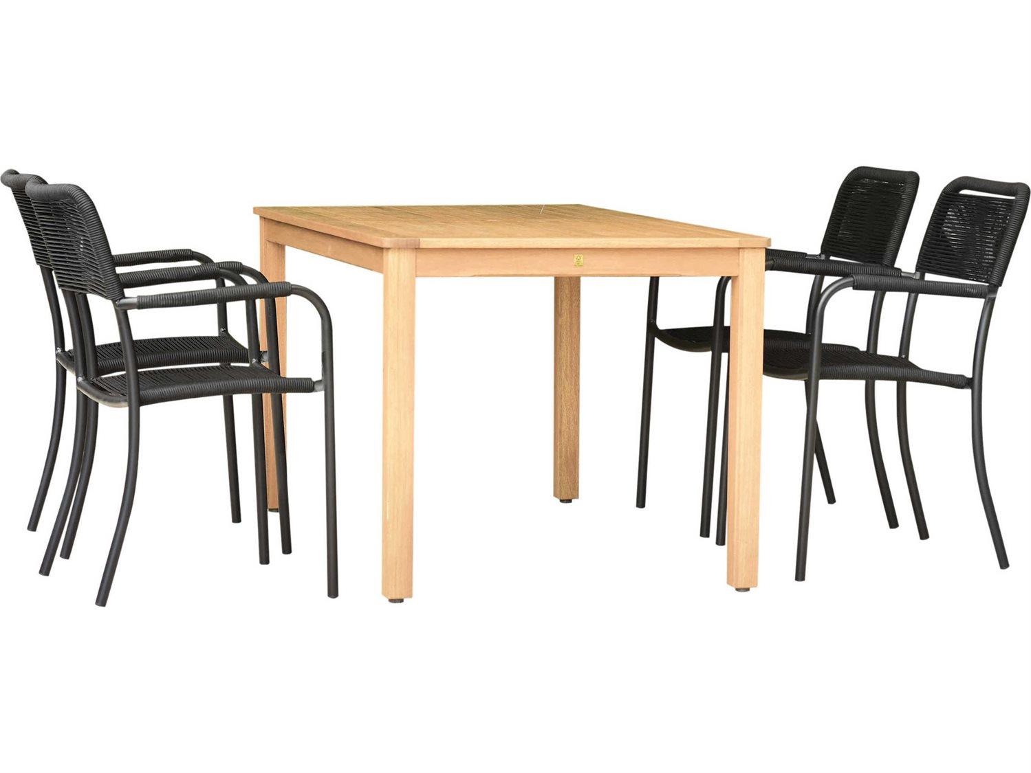 International Home Miami Amazonia Oosterdam 5 Piece Rectangular Wood Outdoor Dining Set