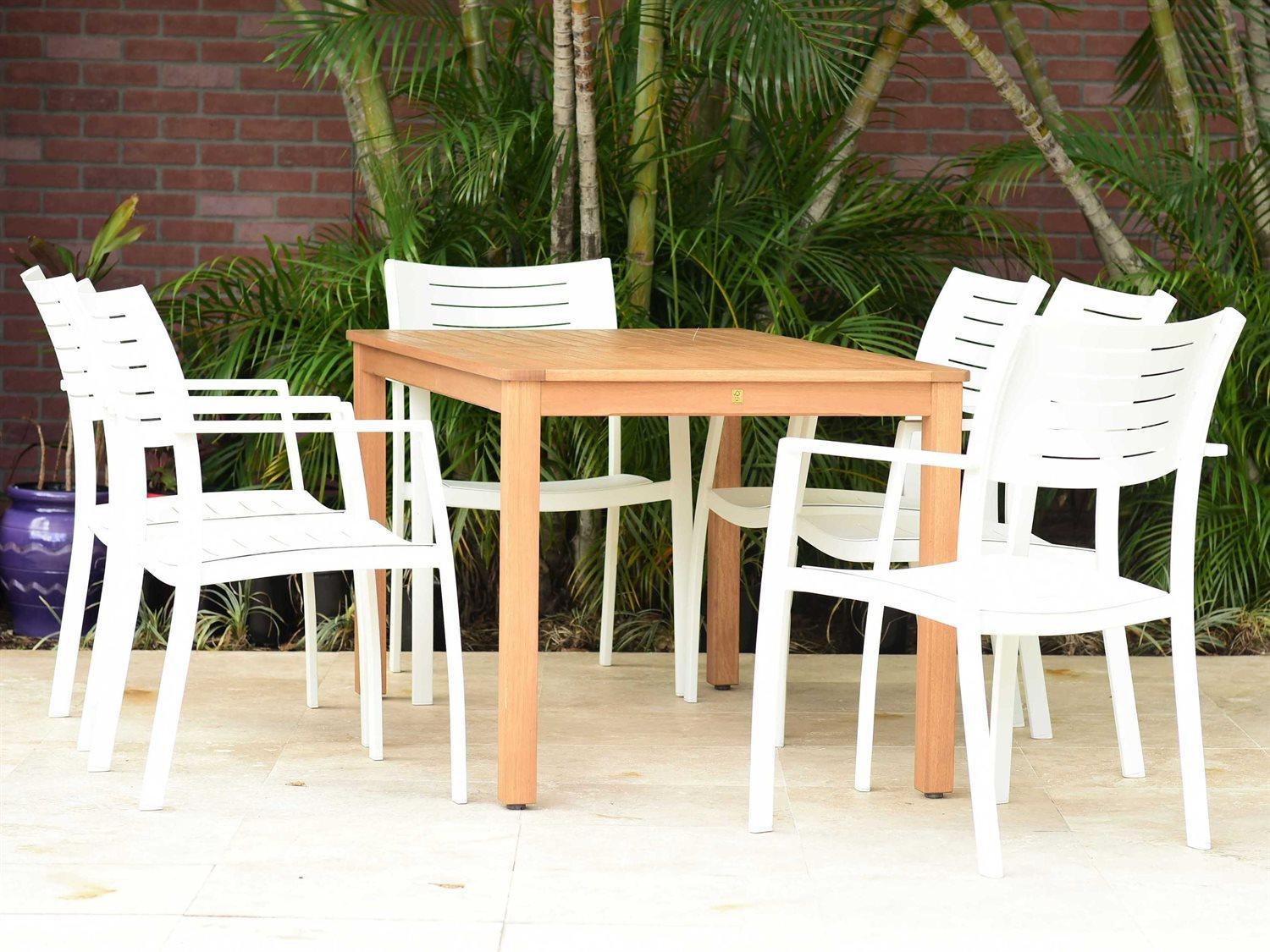 International Home Miami Amazonia Noordam 7 Piece Rectangular Wood Patio Dining Set
