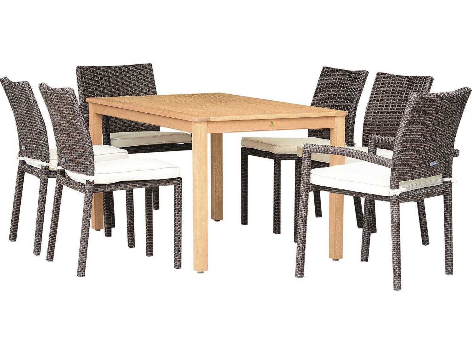 International Home Miami Amazonia Damian 7 Piece Rectangular Wood Outdoor Dining Set