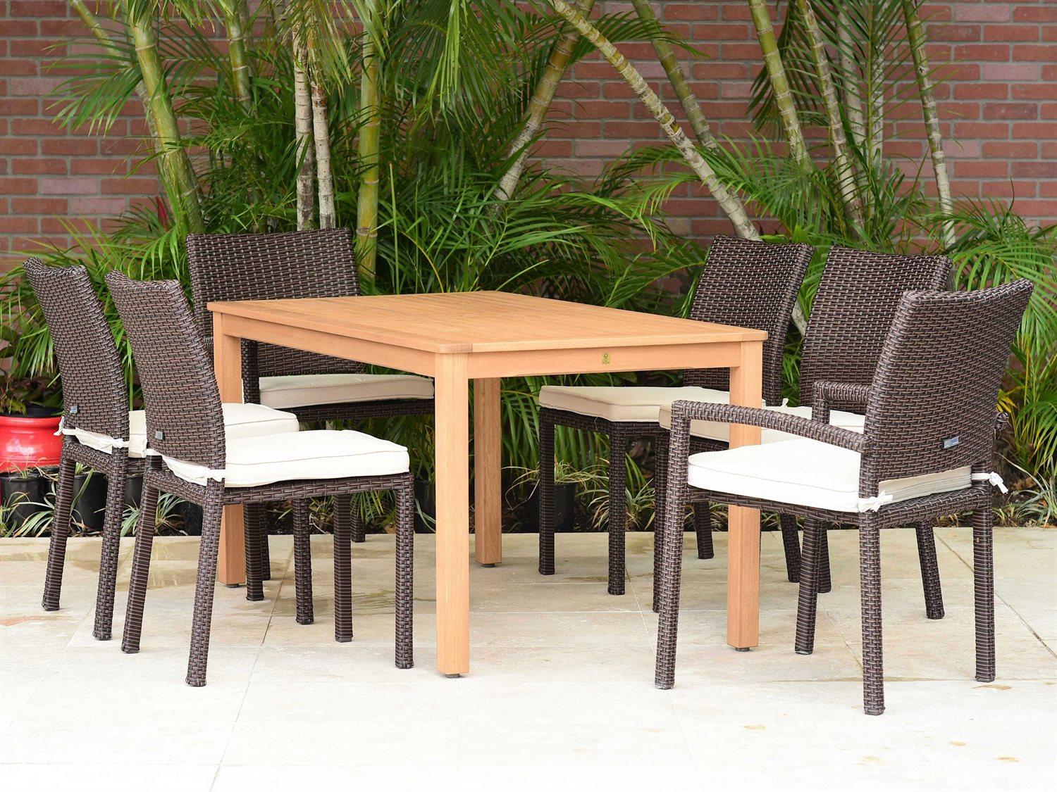 International Home Miami Amazonia Damian 7 Piece Rectangular Wood Outdoor Dining Set