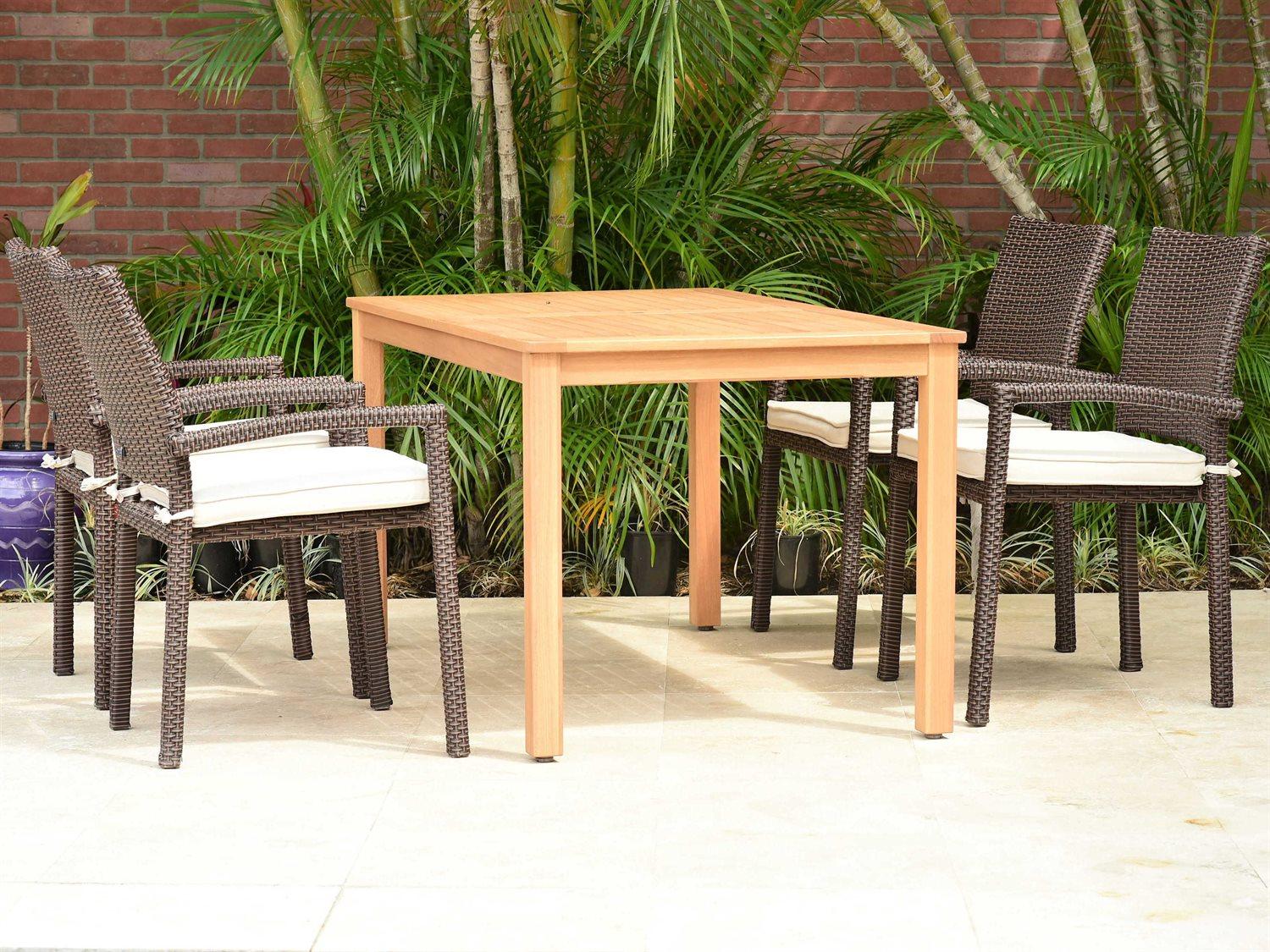 International Home Miami Amazonia Damian 5 Piece Rectangular Wood Outdoor Patio Dining Set