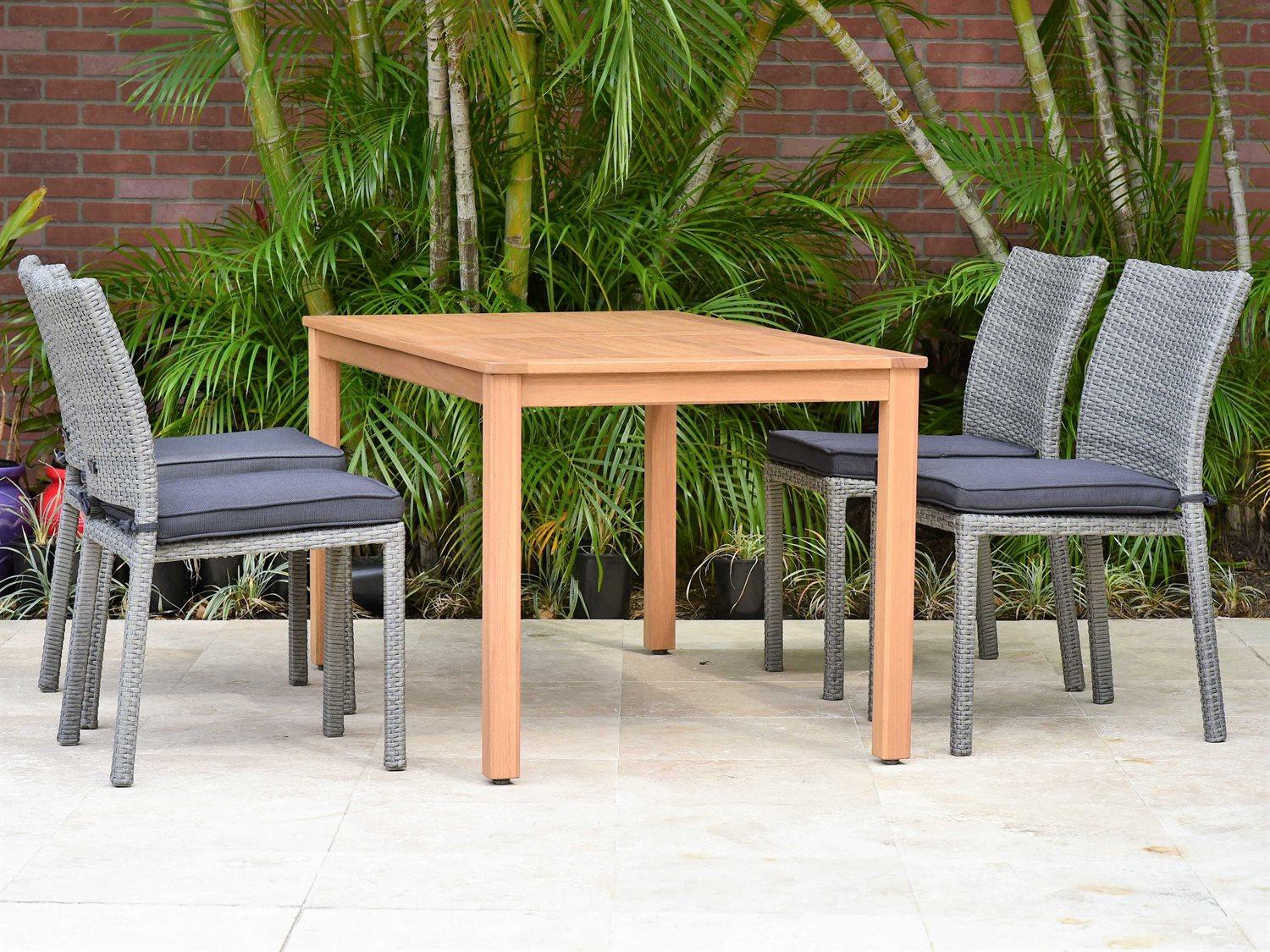 International Home Miami Amazonia Damian 5 Piece Rectangular Wood Patio Dining Set