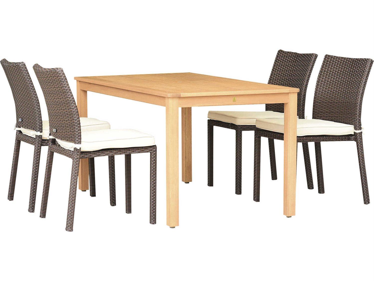 International Home Miami Amazonia Damian 5 Piece Rectangular Wood Outdoor Patio Dining Set