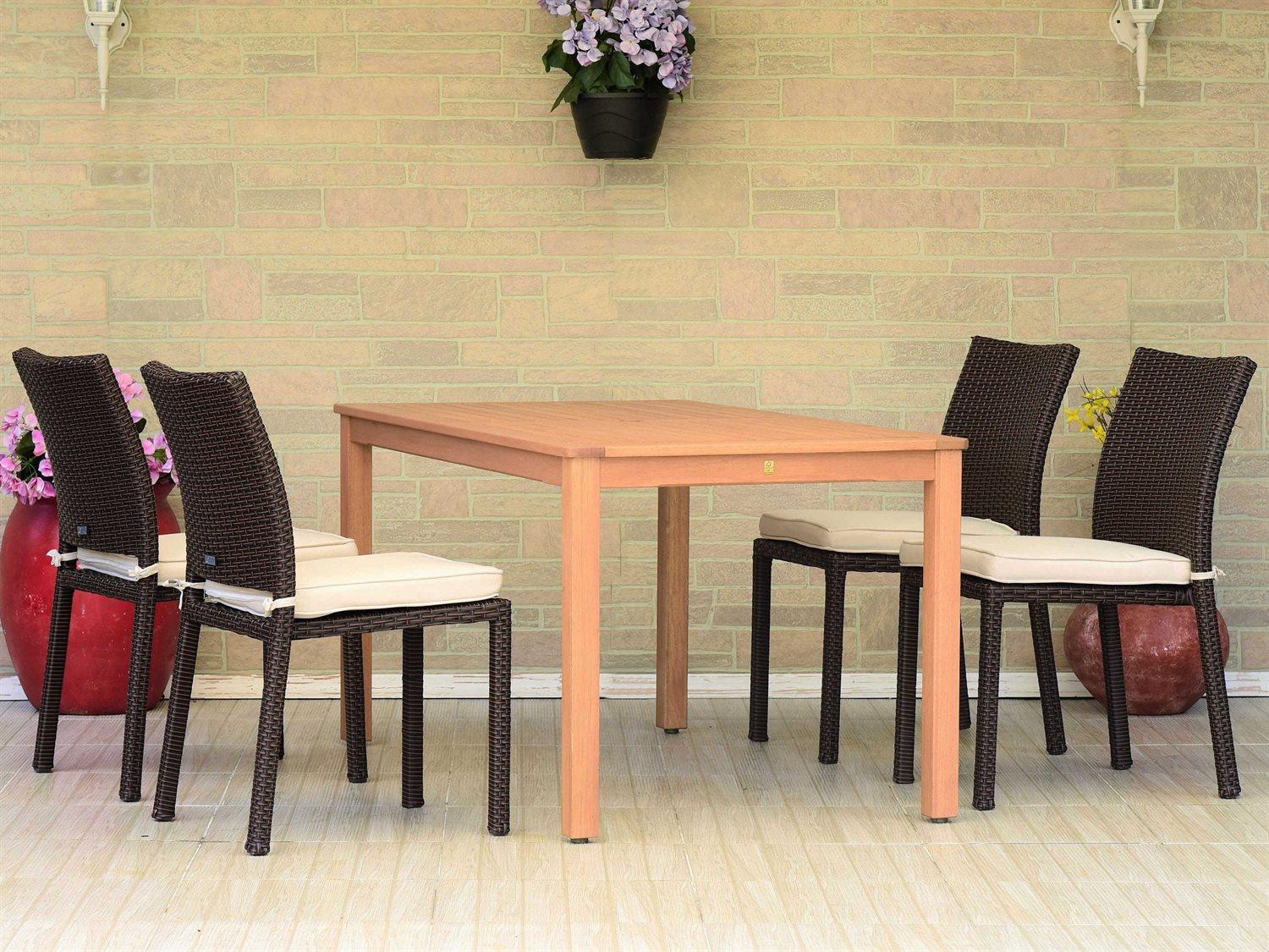 International Home Miami Amazonia Damian 5 Piece Rectangular Wood Outdoor Patio Dining Set
