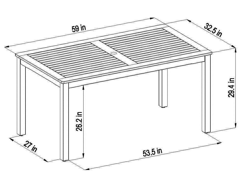 International Home Miami Amazonia Koningsdam 7 Piece Rectangular Wood Patio Dining Set