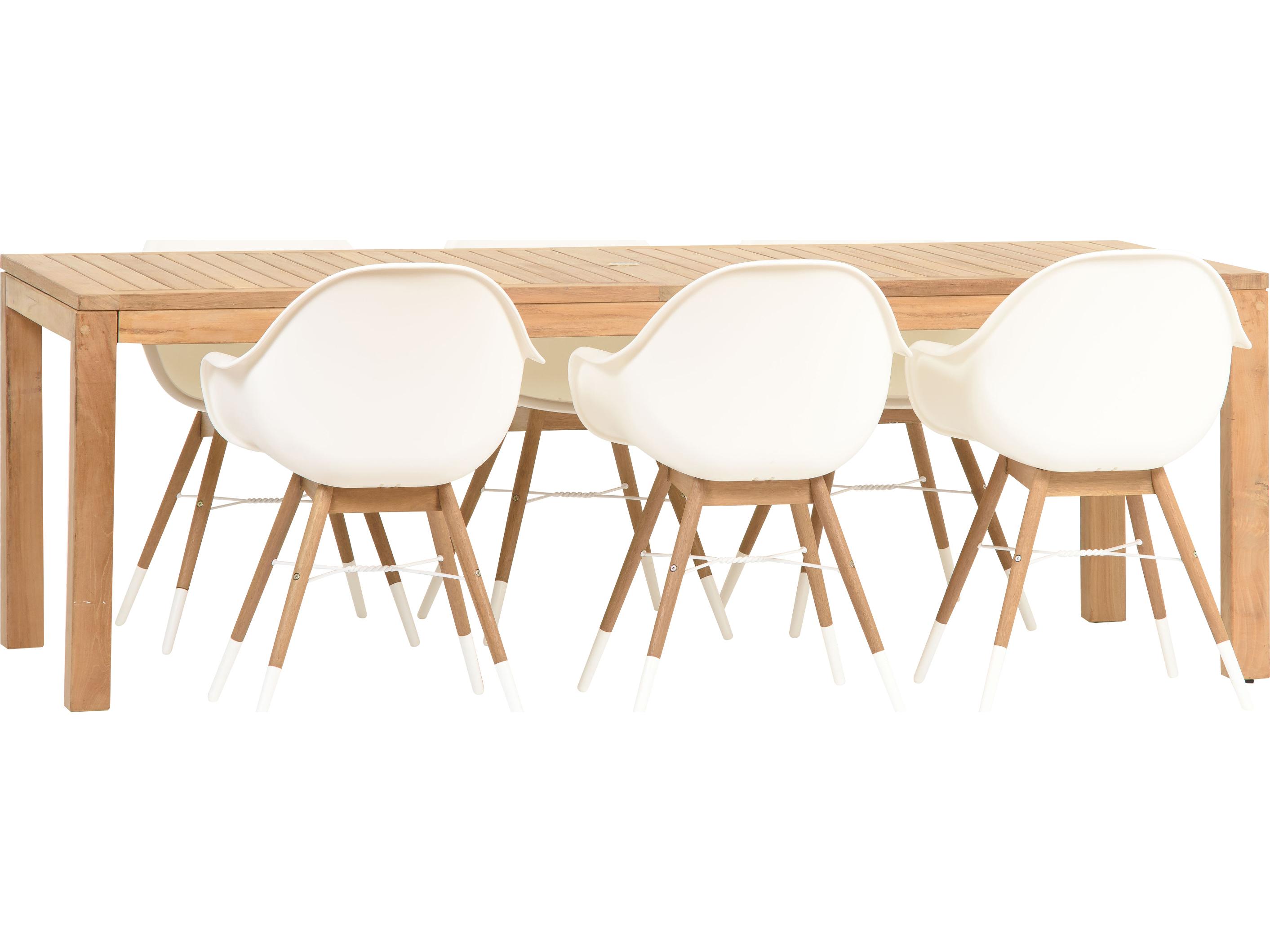 International Home Miami Amazonia Charlotte Deluxe 7 Piece Teak Rectangular Outdoor Patio Dining Set