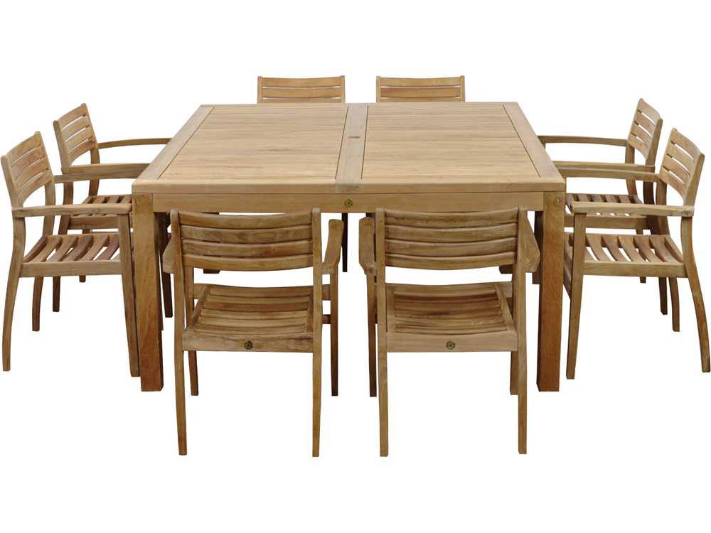 International Home Miami Amazonia Teak Square Nine Piece Victoria Patio Dining Set
