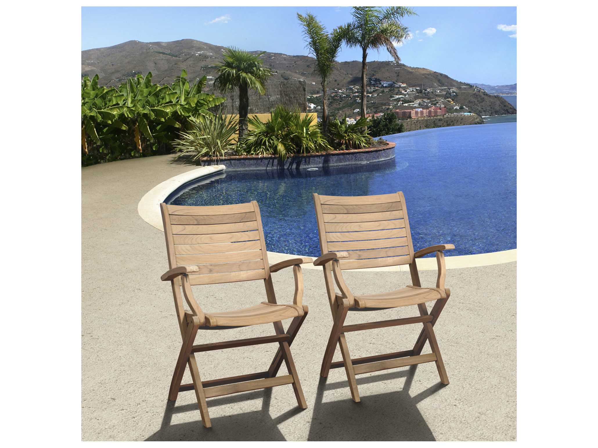 International Home Miami Amazonia Teak Square Nine Piece Boynton Outdoor Dining Set