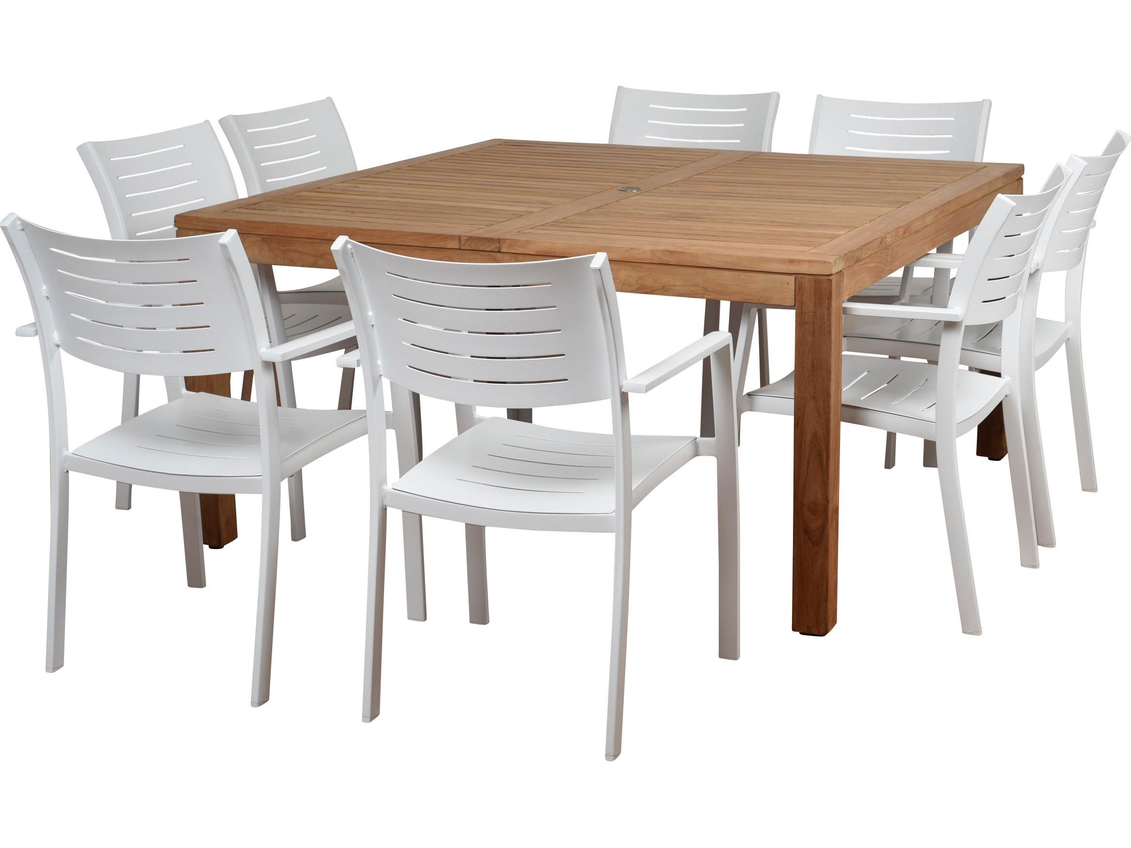 International Home Miami Amazonia Noordam 9 Piece Teak Square Outdoor Dining Set