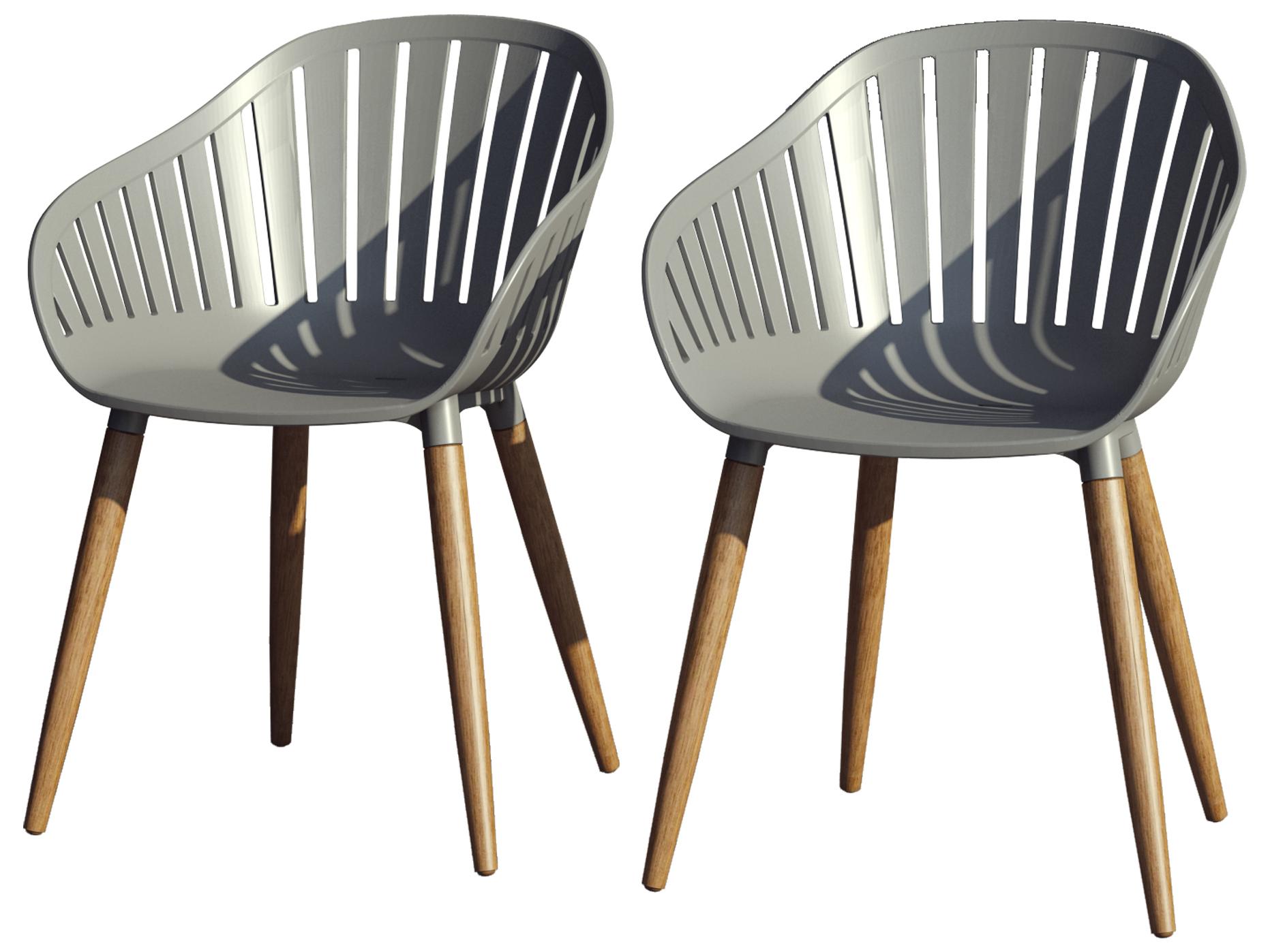 International Home Miami Amazonia 2 Piece Chairs Set Eucalyptus Wood