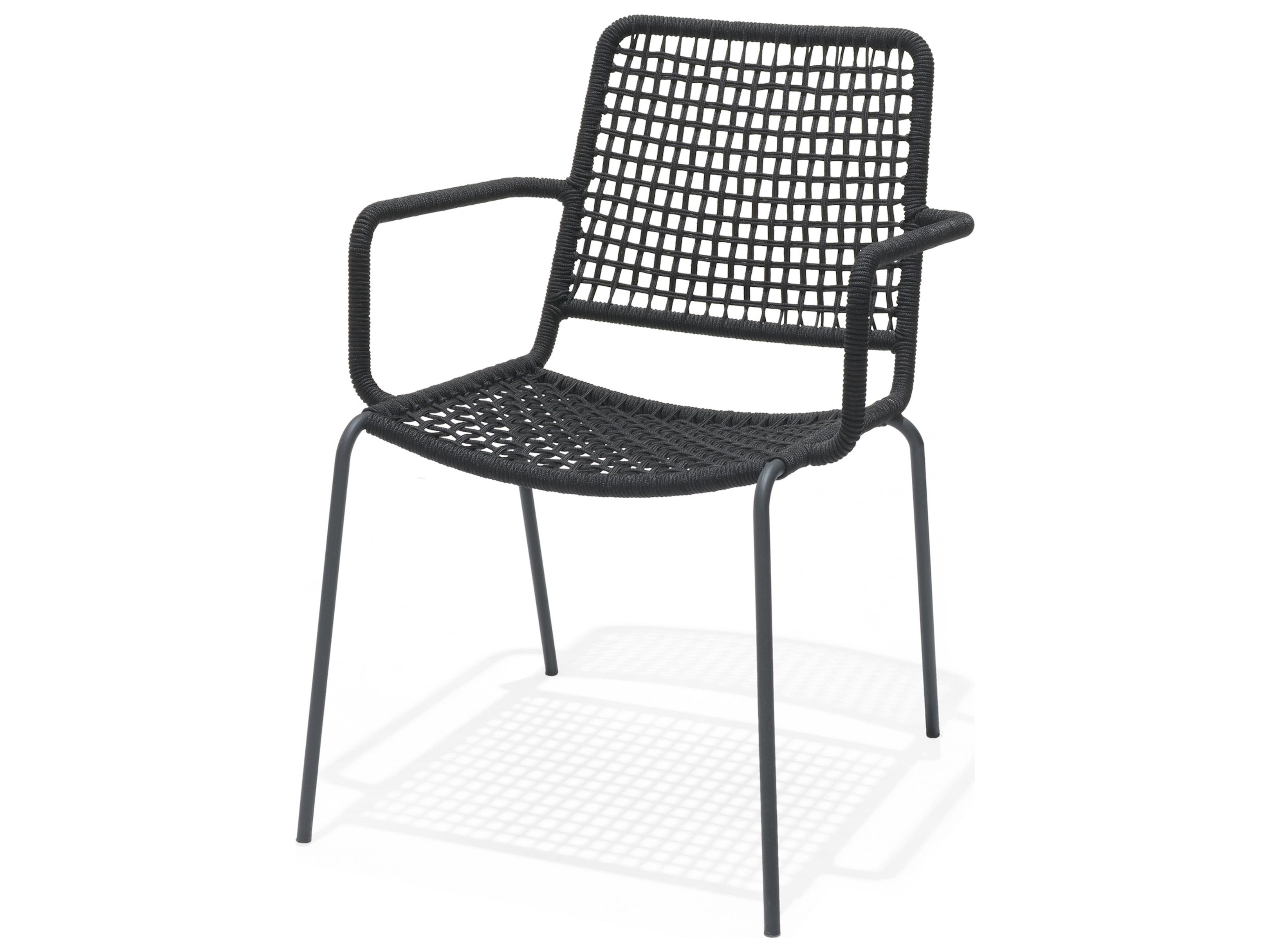 International Home Miami Amazonia Oberon Aluminum & Rope Chair with Grey Cuchion Set of 2