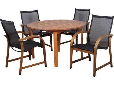 International Home Miami Amazonia Eucalyptus Round Five Piece Bahamas Patio Dining Set