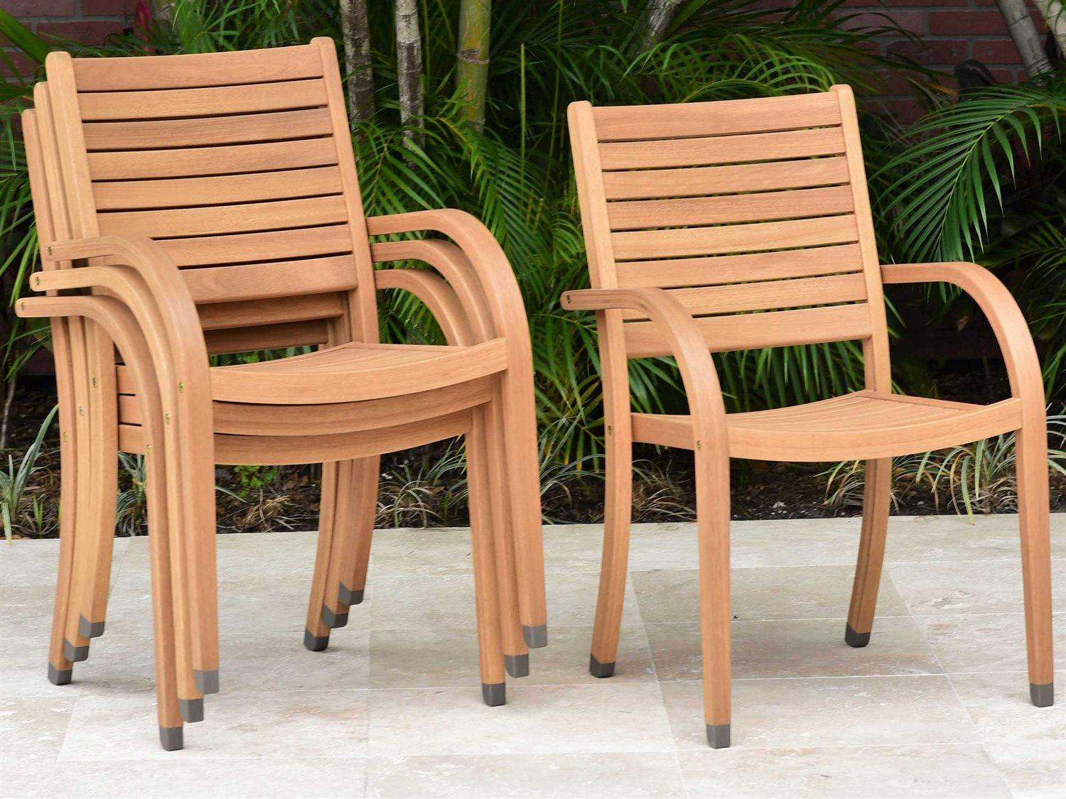 International Home Miami Amazonia Eva 4 Piece Wood Outdoor Patio Dining Chair Set