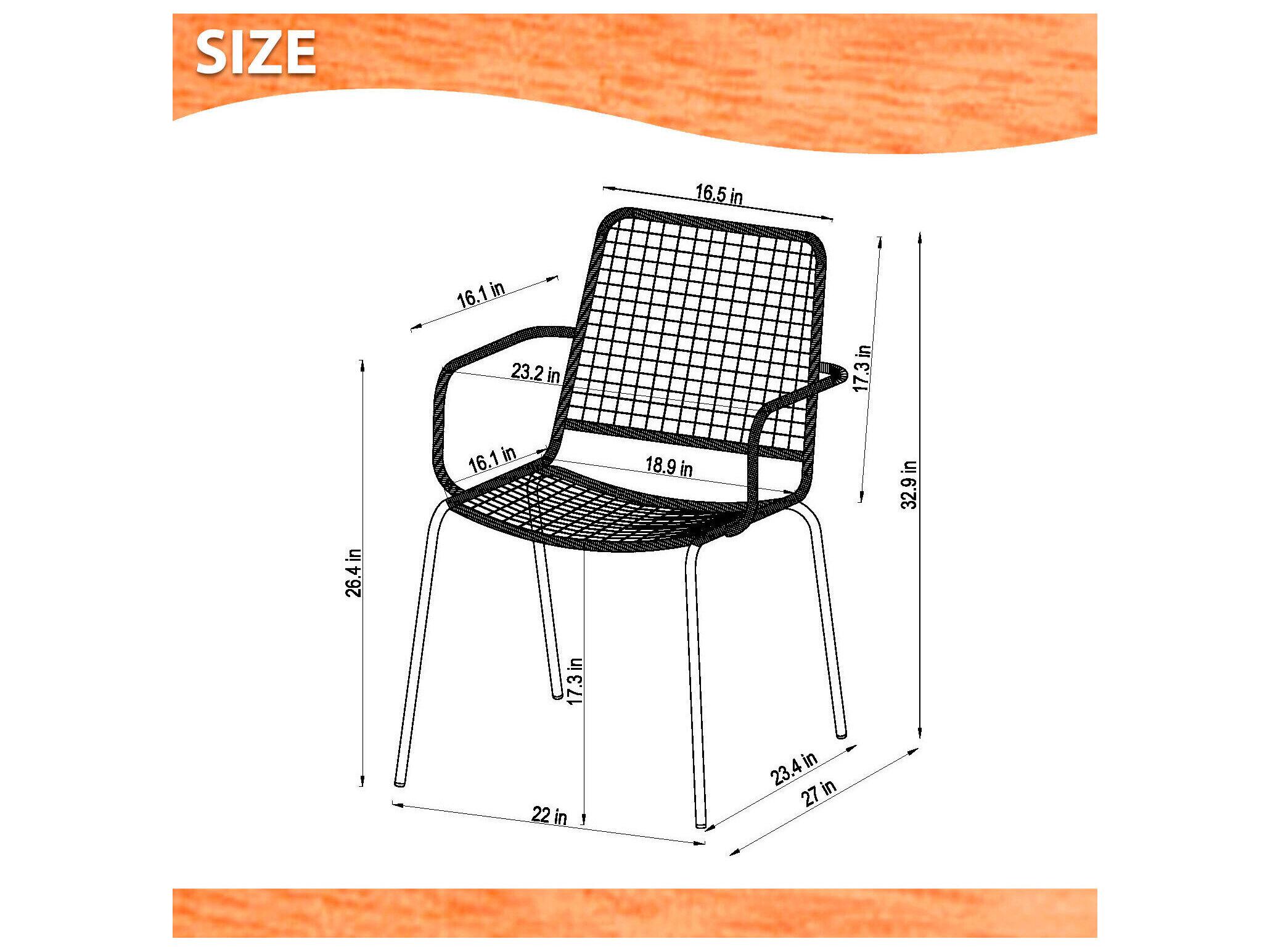 International Home Miami Amazonia Oberon Aluminum & Rope Chair with Grey Cushion Set of 4