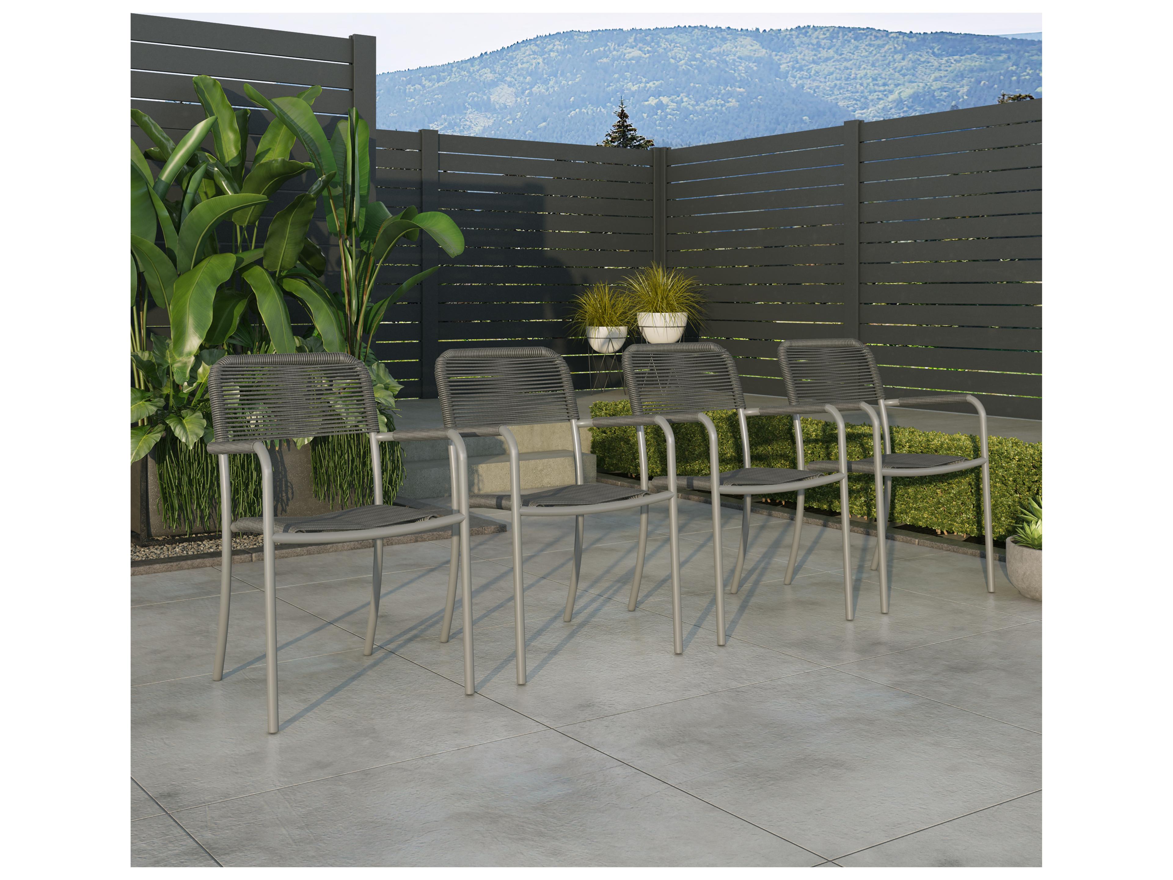 International Home Miami Amazonia Aluminum Grey Chair Set of 4