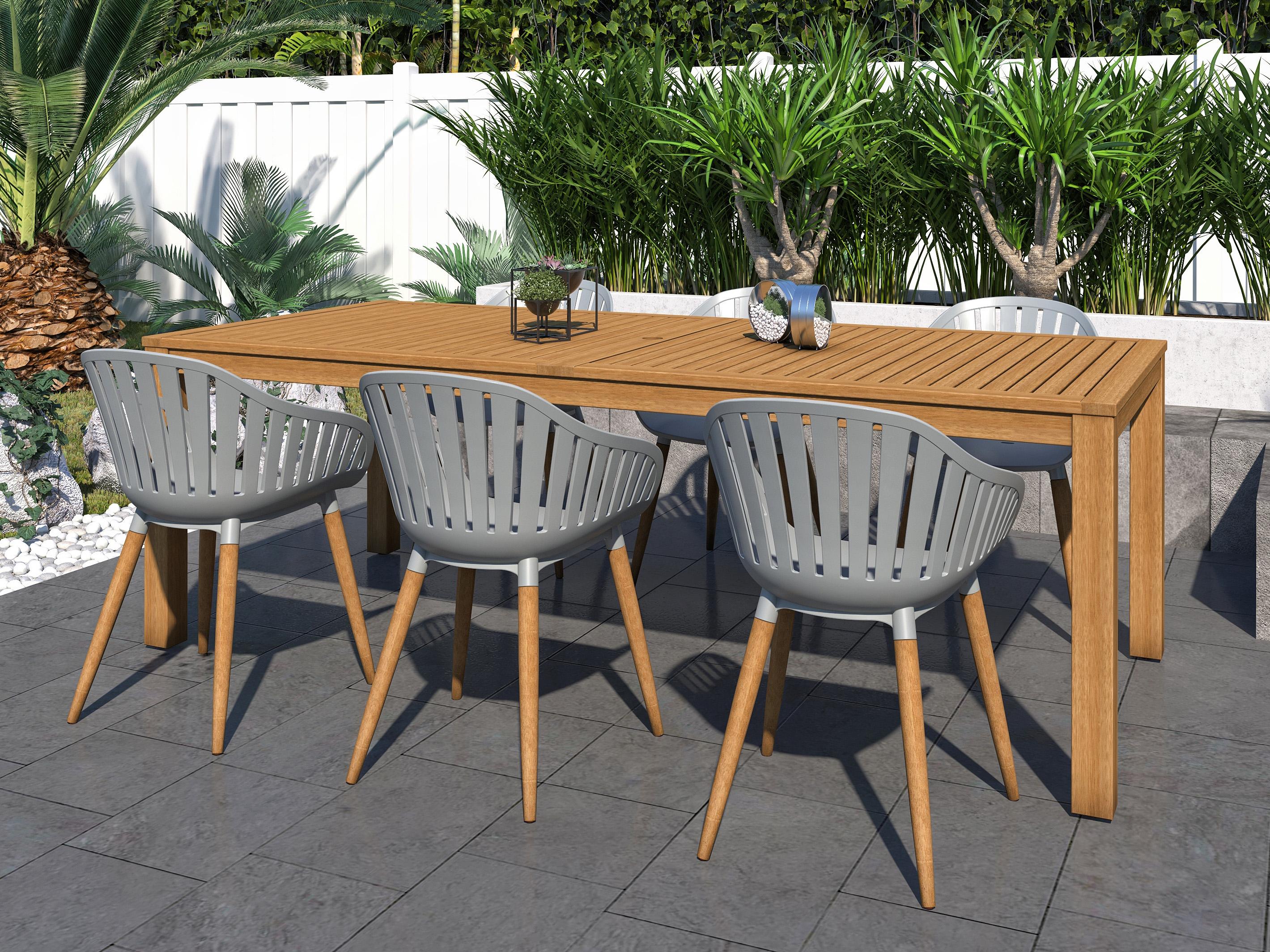 International Home Miami Amazonia 7 Piece Rectangular Patio Dining Set Teak Finish