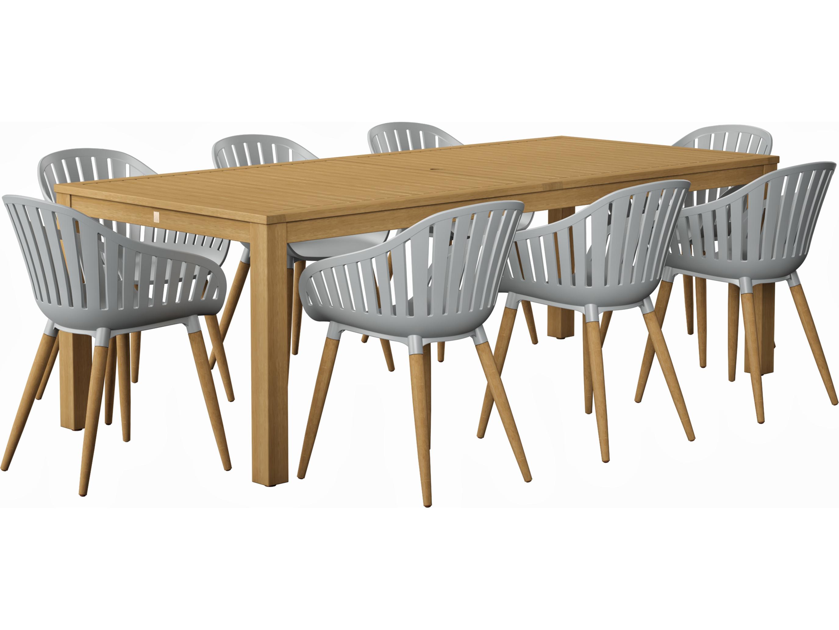 International Home Miami Amazonia 9 Piece Rectangular Patio Dining Set Teak Finish