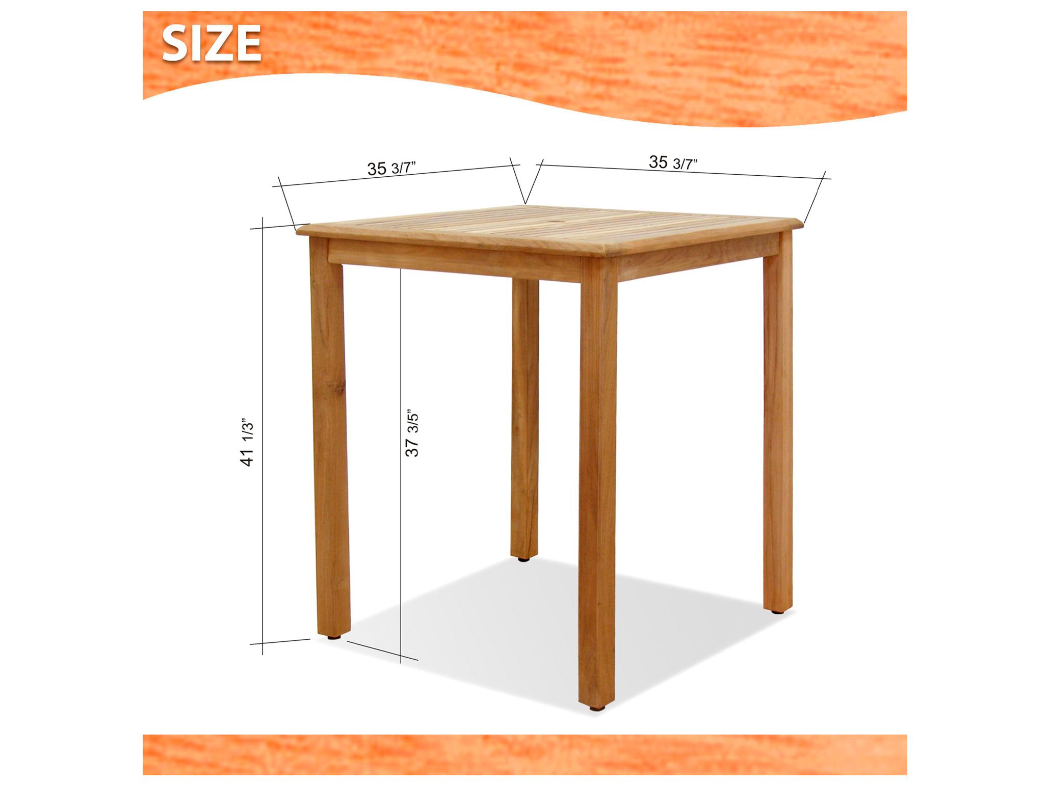 International Home Miami Amazonia 5 Piece Ares teak 100% FSC Certified Solid Wood Bar Table For Outdoor & Indoor Dinning Set