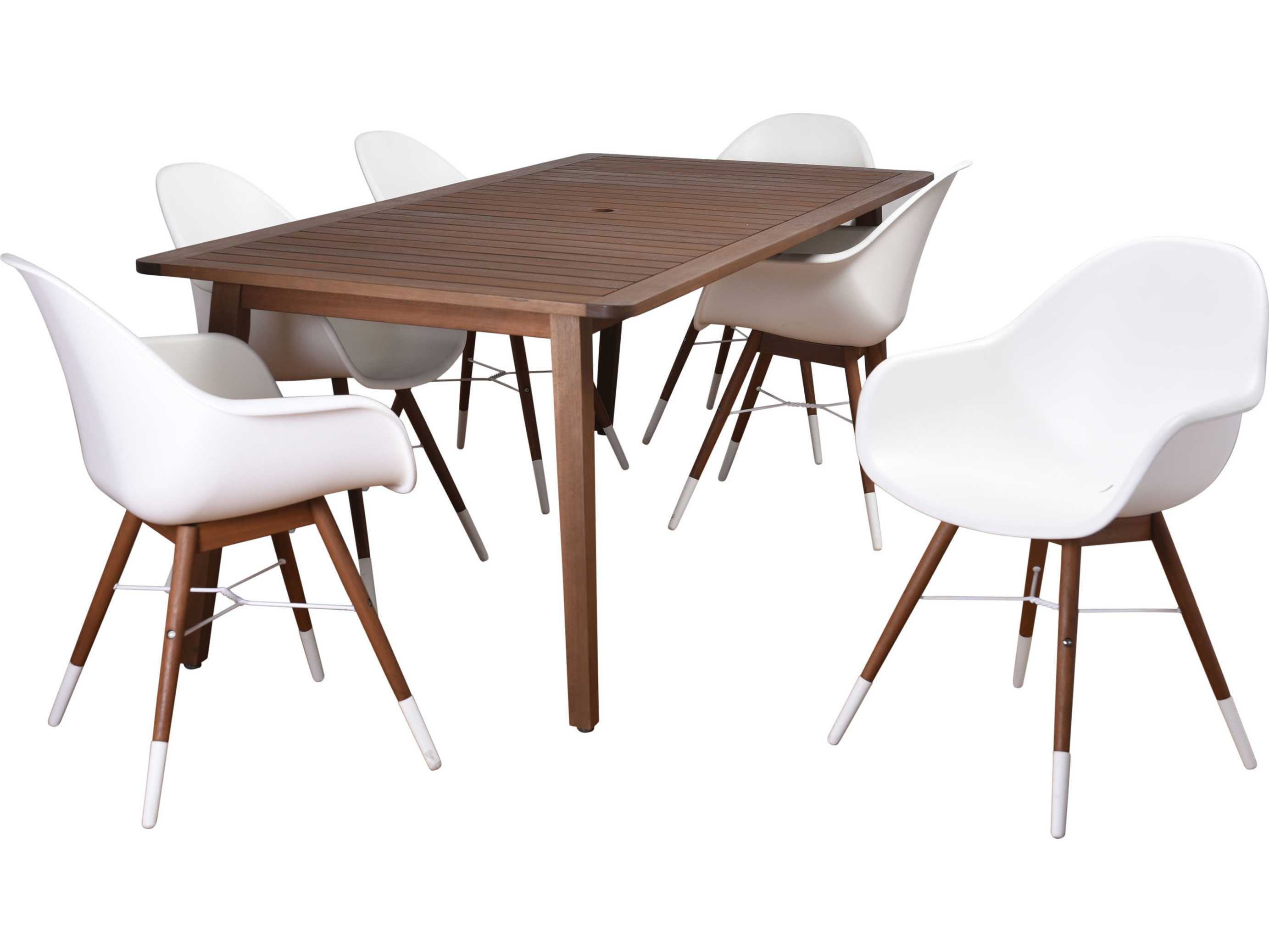 International Home Miami Amazonia Charlotte 7 Piece Eucalyptus Rectangular Patio Dining Set White