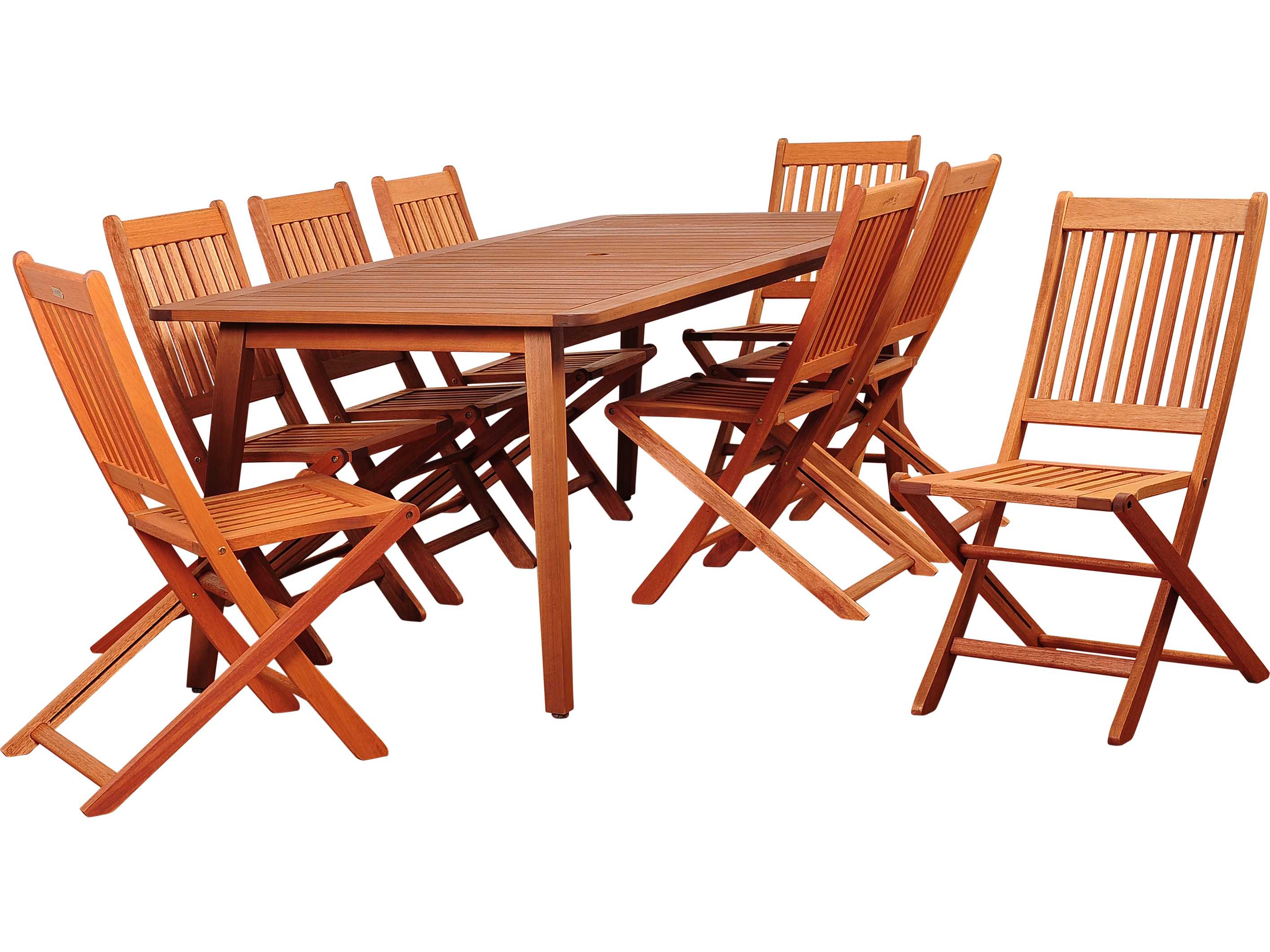 International Home Miami Amazonia Callahan 9 Piece Eucalyptus Rectangular Outdoor Dining Set with Off-White Cushions