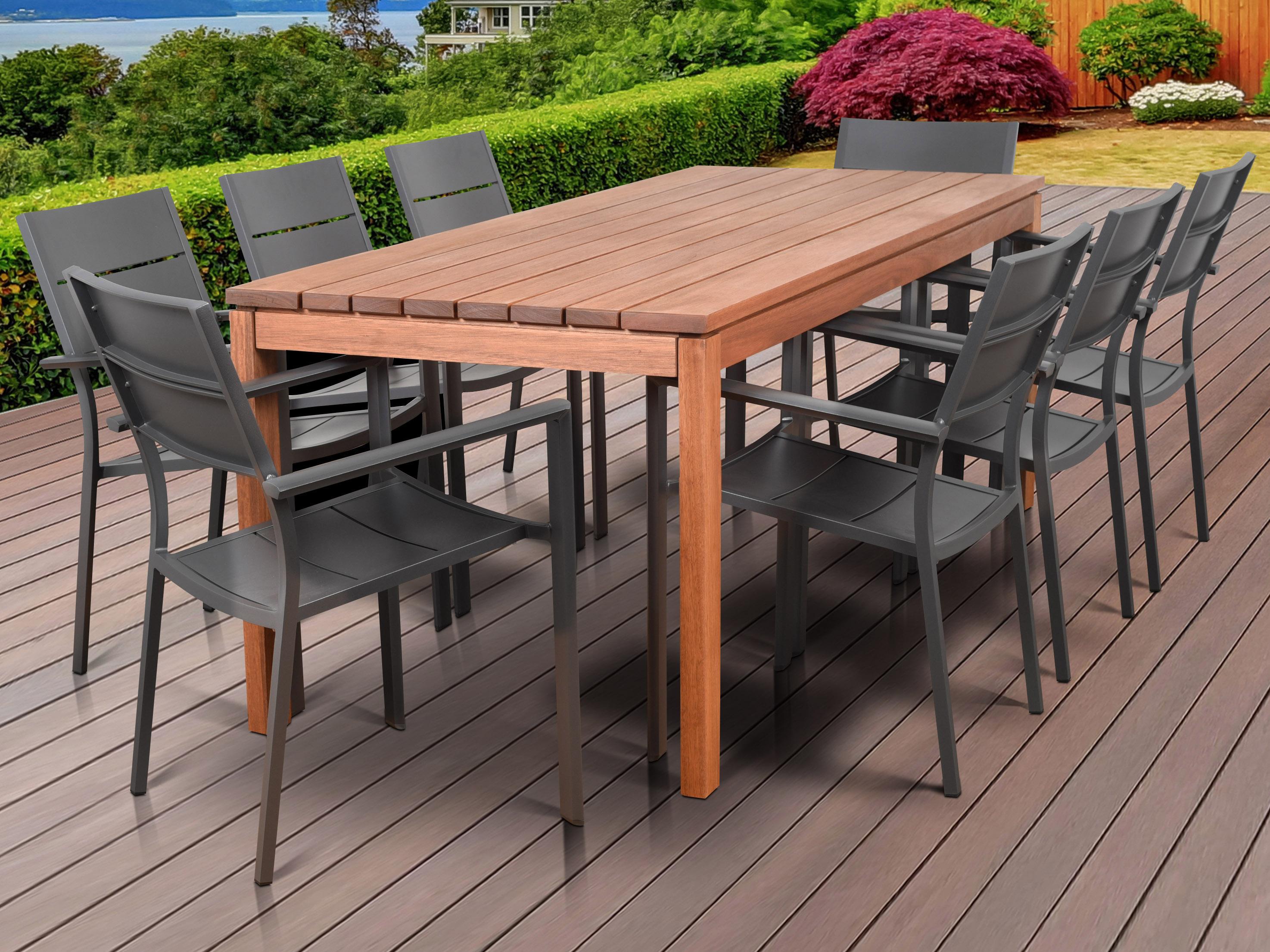 International Home Miami Amazonia Koningsdam 9 Piece Rectangular Outdoor Patio Dining Set