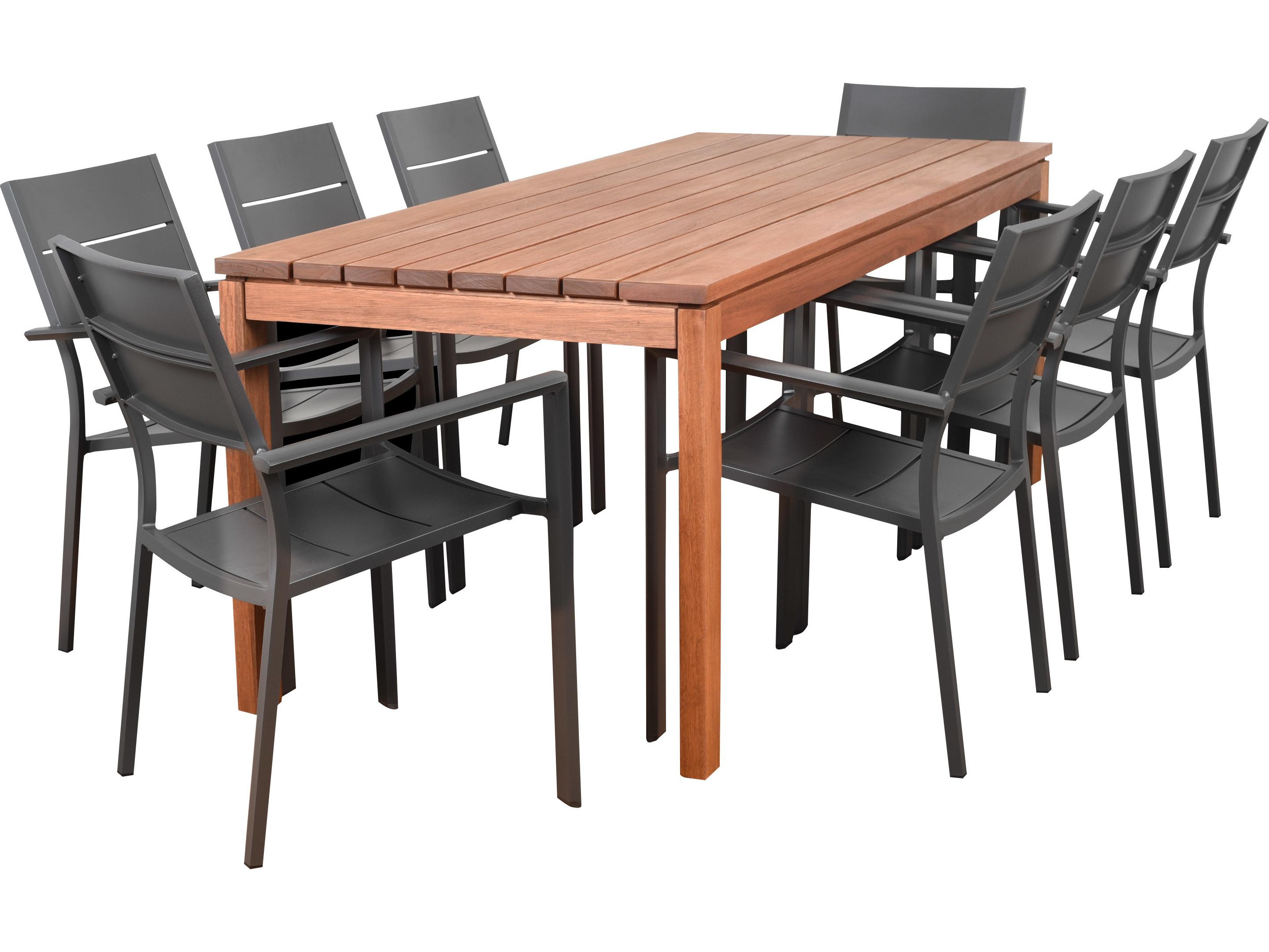 International Home Miami Amazonia Koningsdam 9 Piece Rectangular Outdoor Patio Dining Set