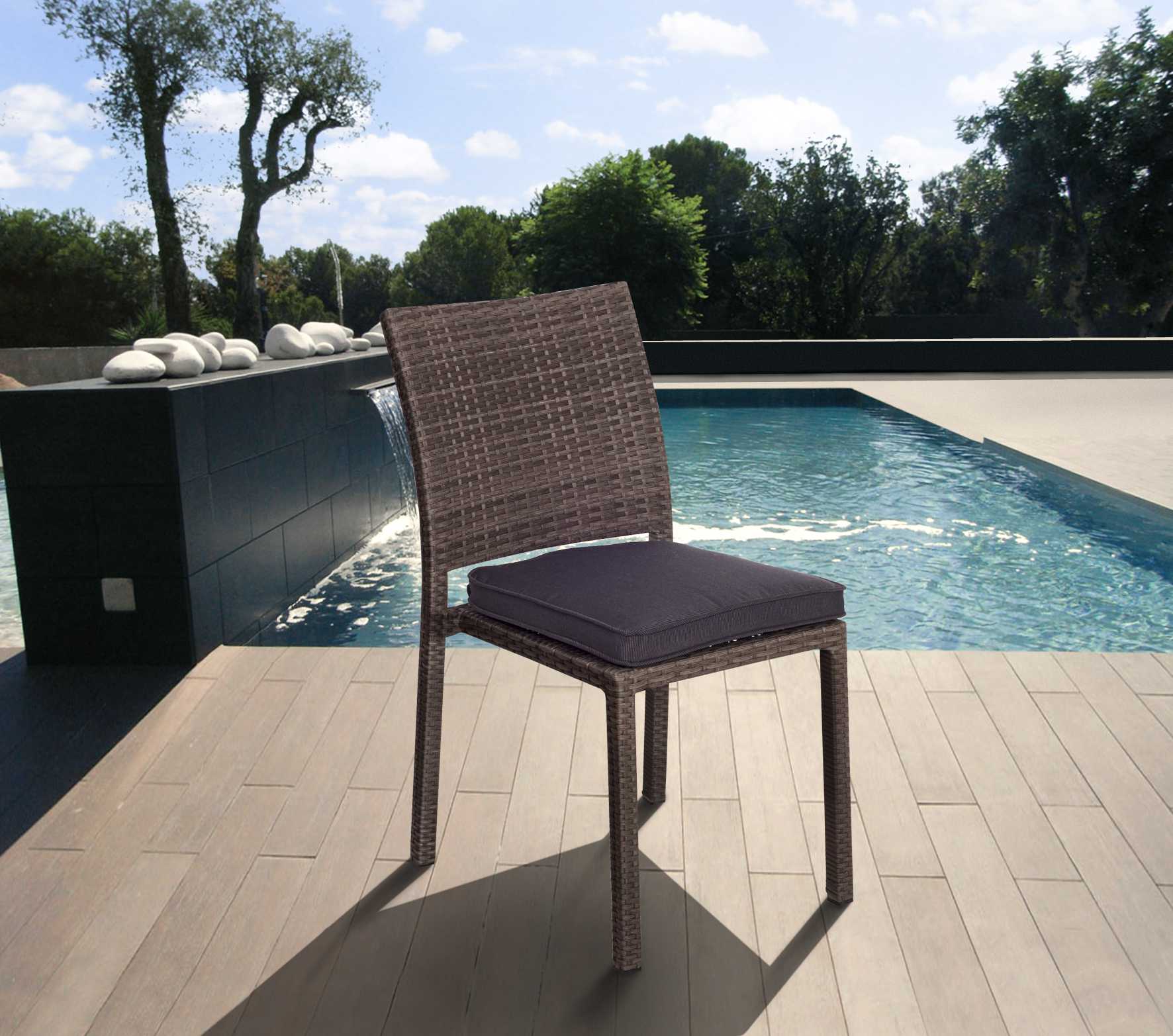 International Home Miami Amazonia Eucalyptus & Wicker Rectangular Nine Piece Eucalyptus Outdoor Dining Set with Grey Cushions