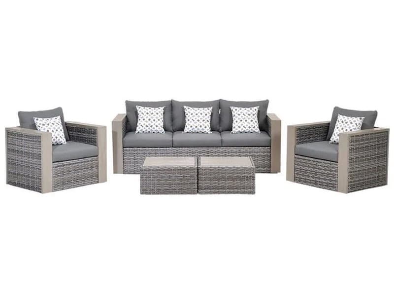 International Home Miami Atlantic Wicker Grey Five Piece Cebu Conversation Set