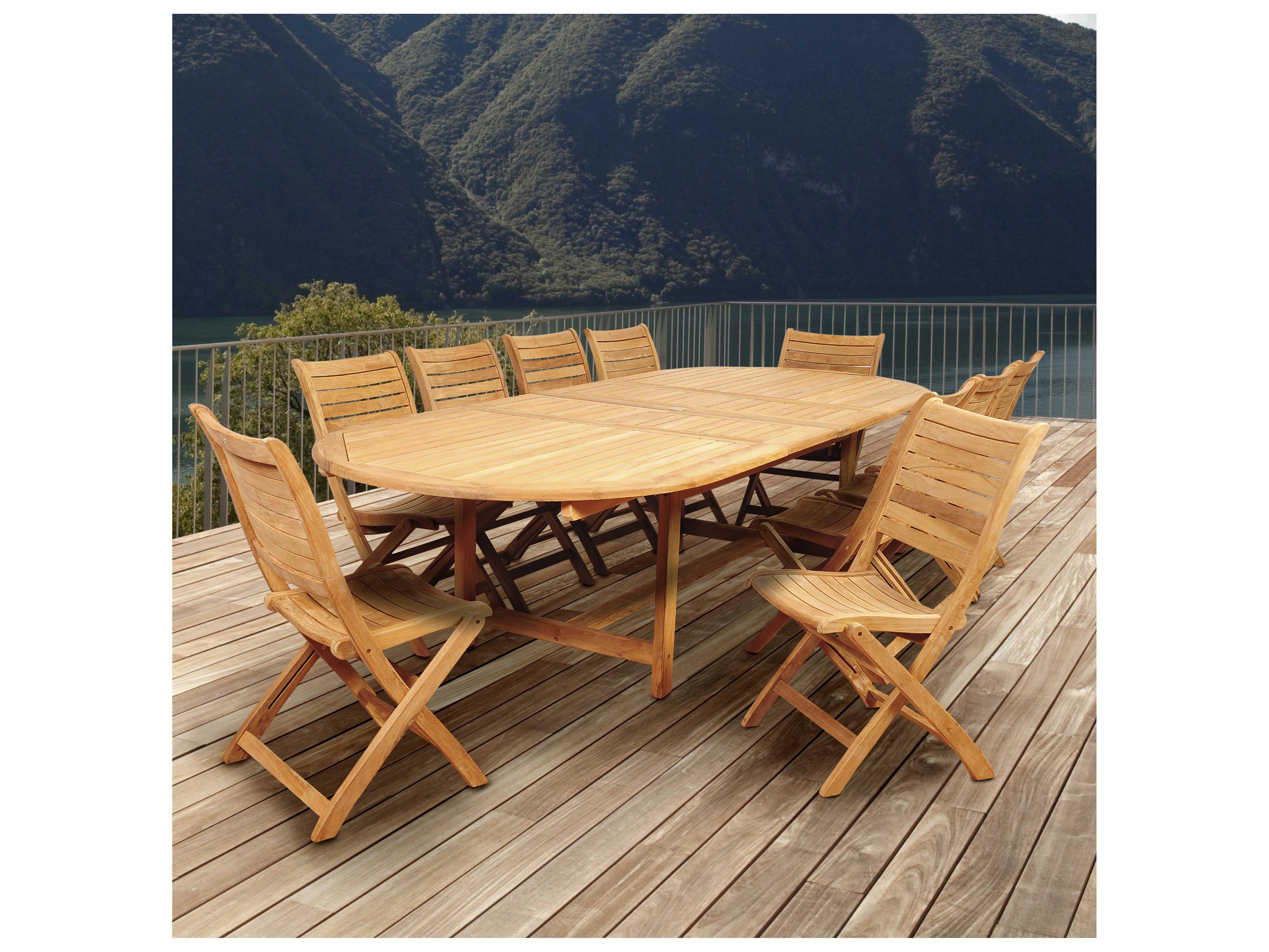 International Home Miami Amazonia Savona 11 Piece Teak Double-Extendable Oval Patio Dining Set