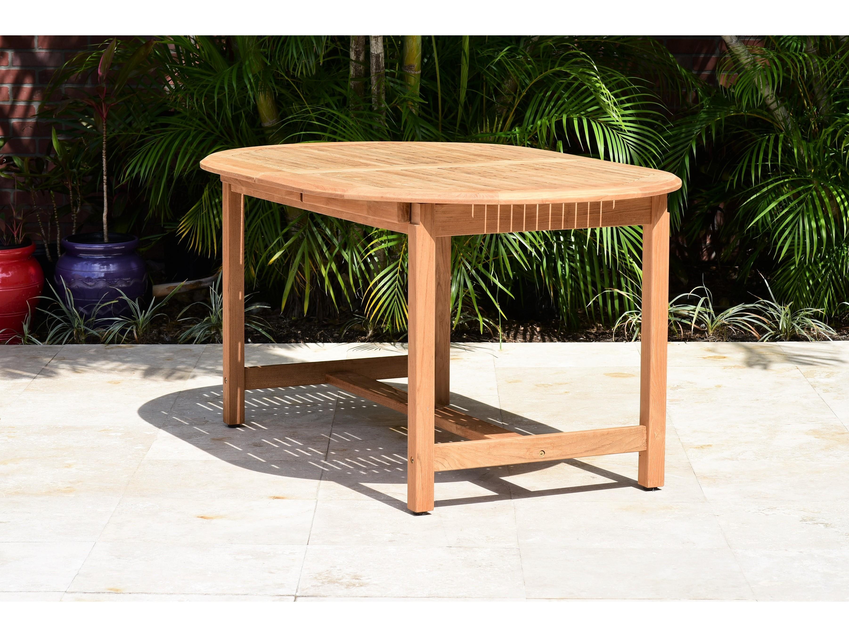 International Home Miami Amazonia Teak Wood Aluminum Brown/Grey 7 Piece Oval Patio Dining Set