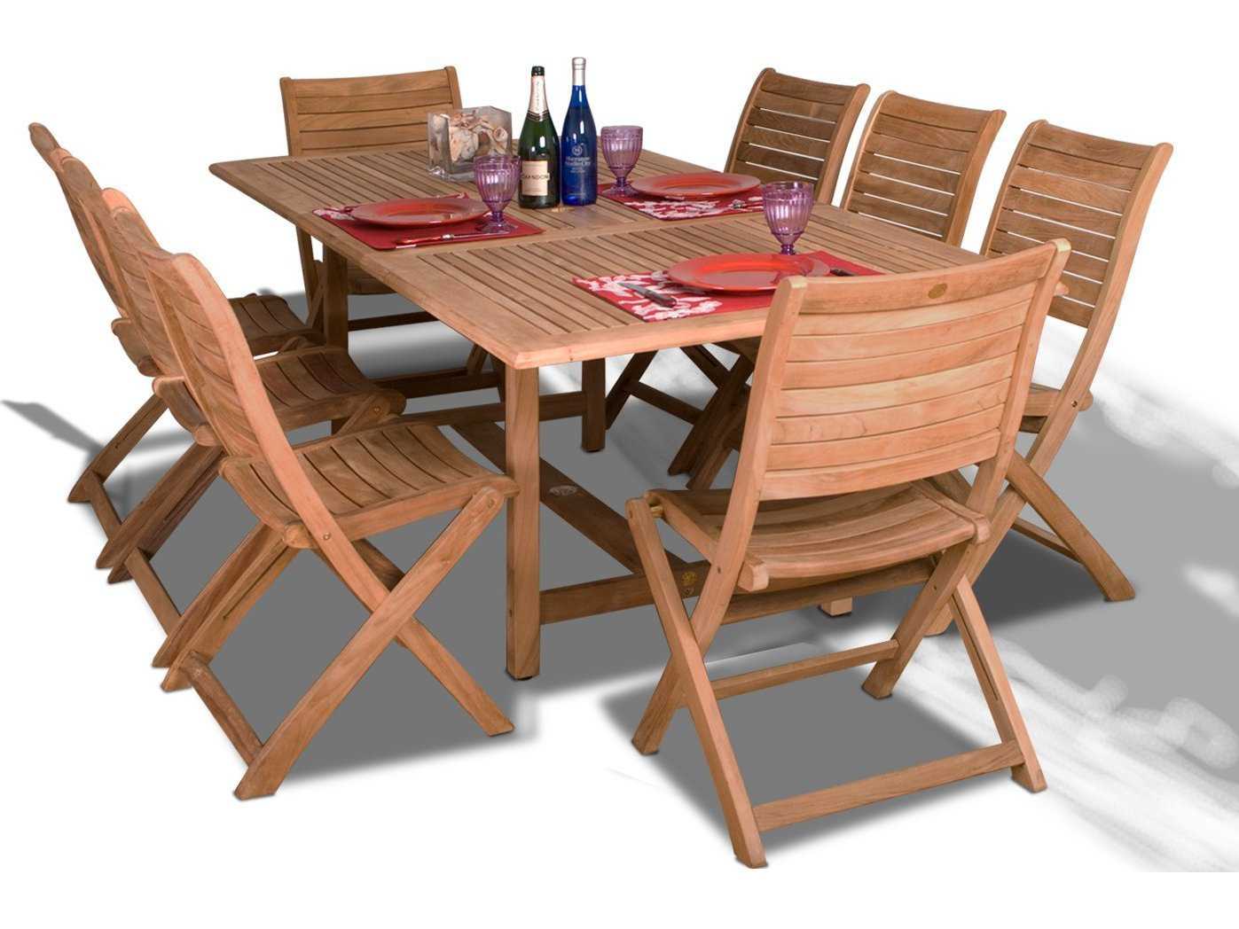 International Home Miami Amazonia Teak Nine Piece Extendable Rectangular Dublin Patio Dining Set