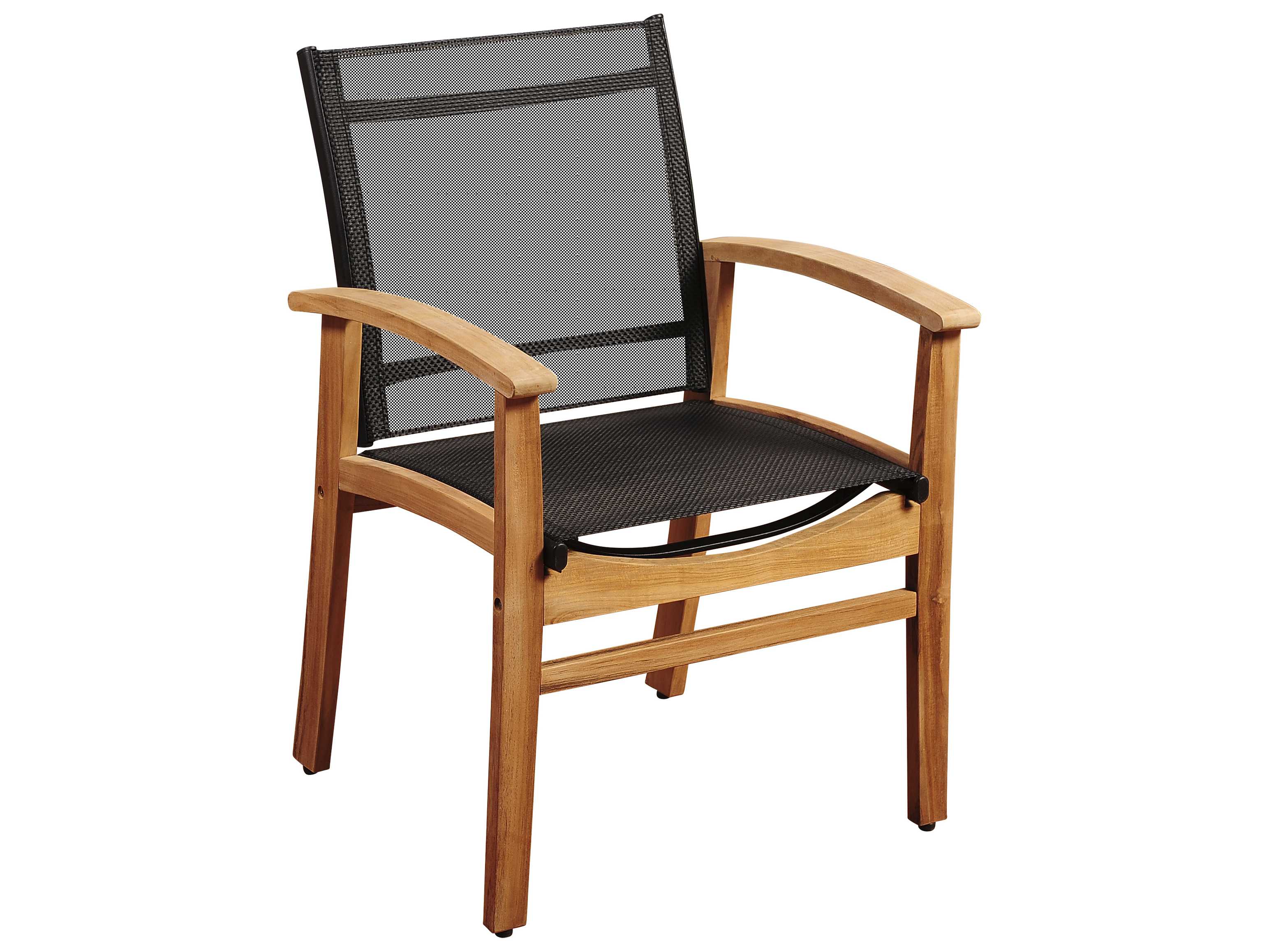 International Home Miami Amazonia Fortuna Teak Outdoor Dining Arm Chair with Black Textile Sling