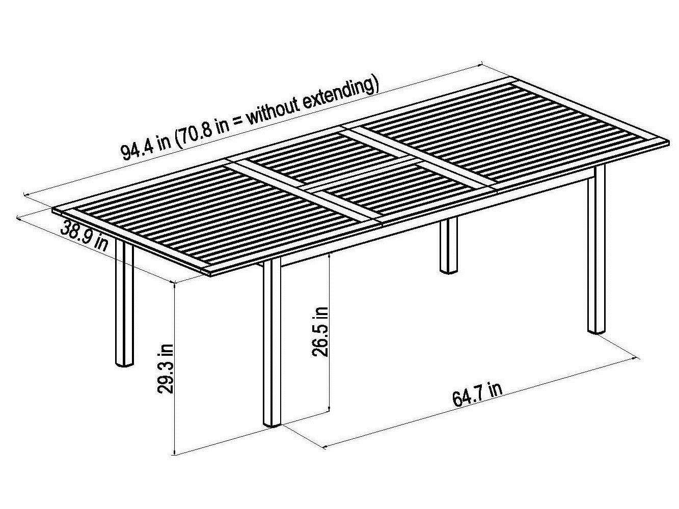 International Home Miami Amazonia Ivy Aluminum Extendable Rectangular Patio Dining Table