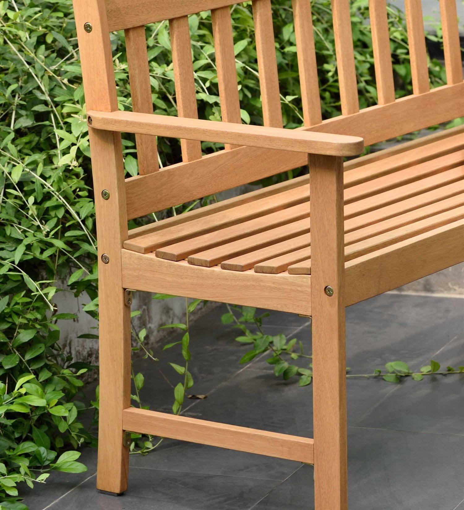 International Home Miami Amazonia Barcelona Wood Outdoor Patio Bench