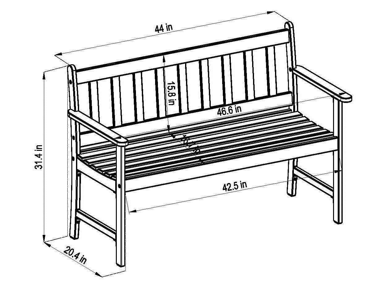 International Home Miami Amazonia Barcelona Wood Outdoor Patio Bench