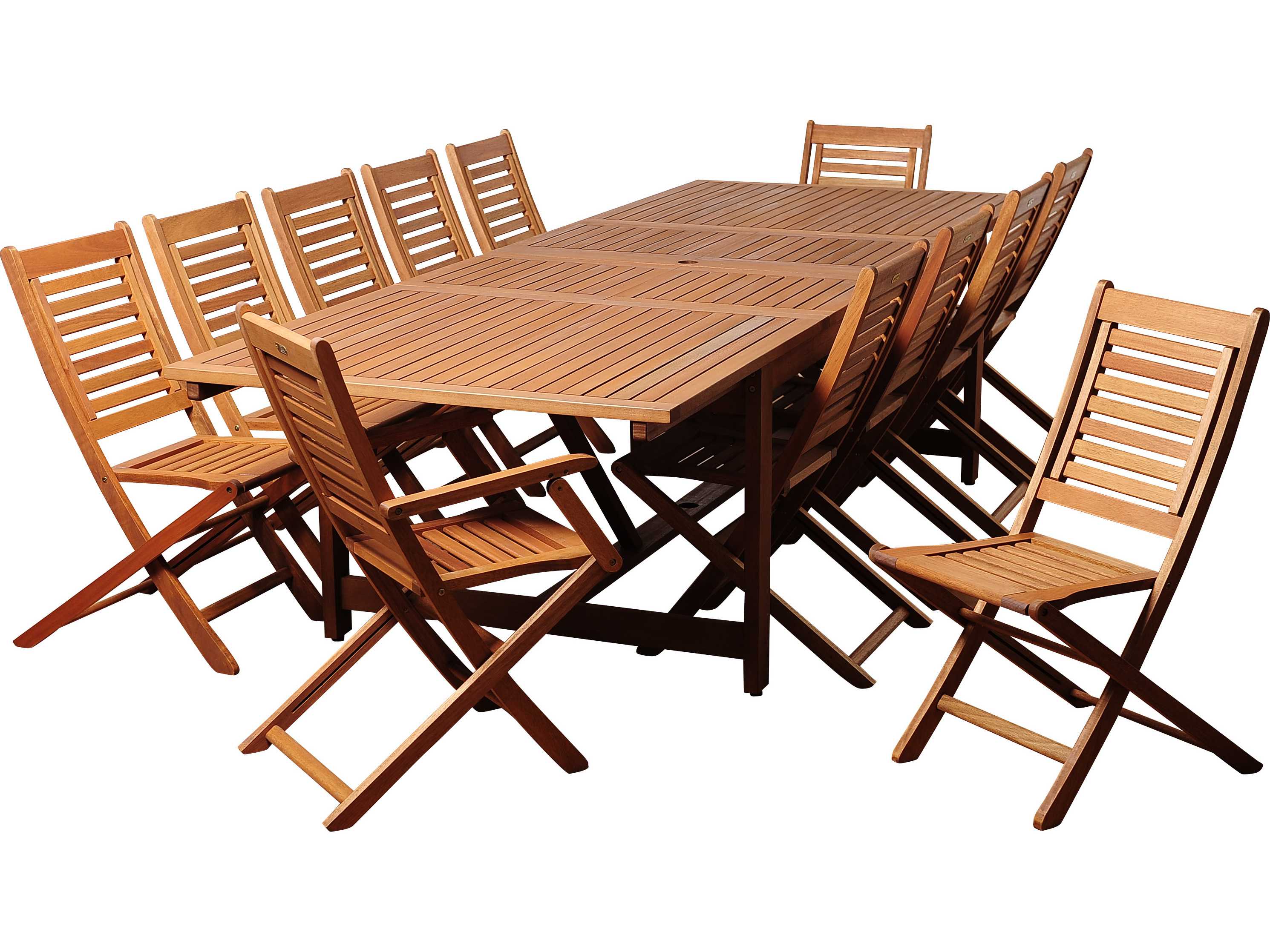 International Home Miami Amazonia Eucalyptus Rectangular 13 Piece Extendable Brandon Outdoor Patio Dining Set