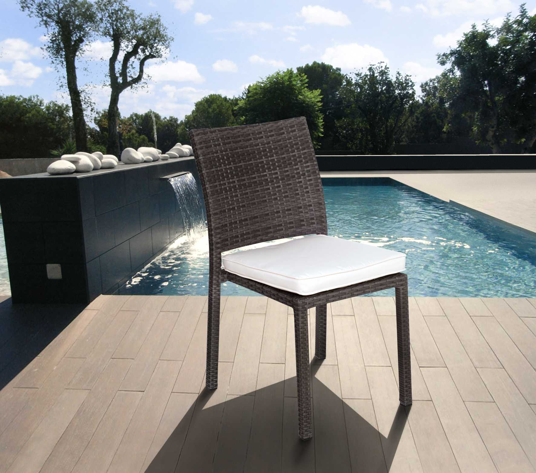 International Home Miami Amazonia Eucalyptus & Wicker Rectangular 11 Piece Extendable Angelo Outdoor Dining Set with Off-White Cushions