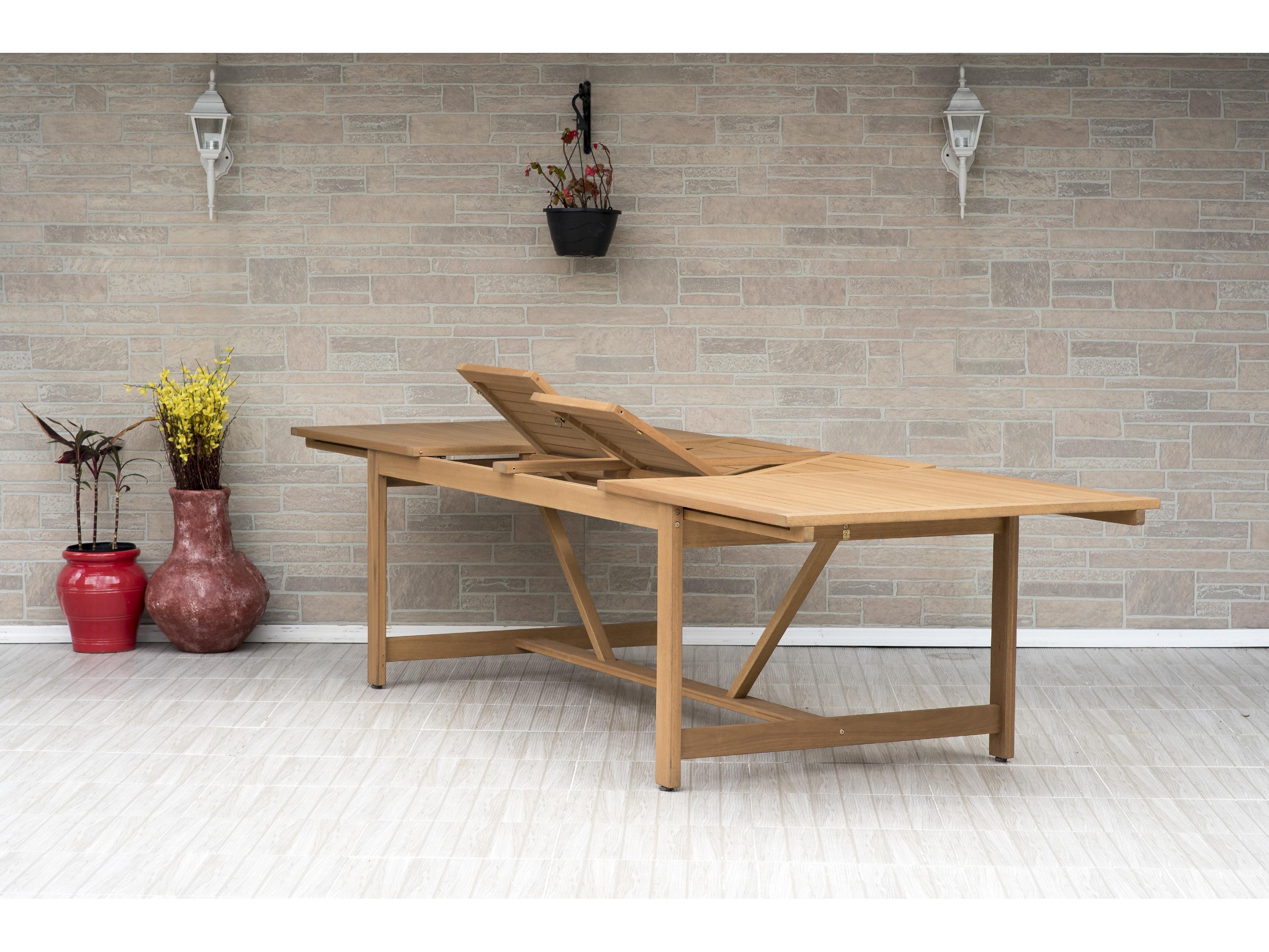 International Home Miami Amazonia Wood Aluminum Brown/White 11 Piece Rectangular Outdoor Dining Set