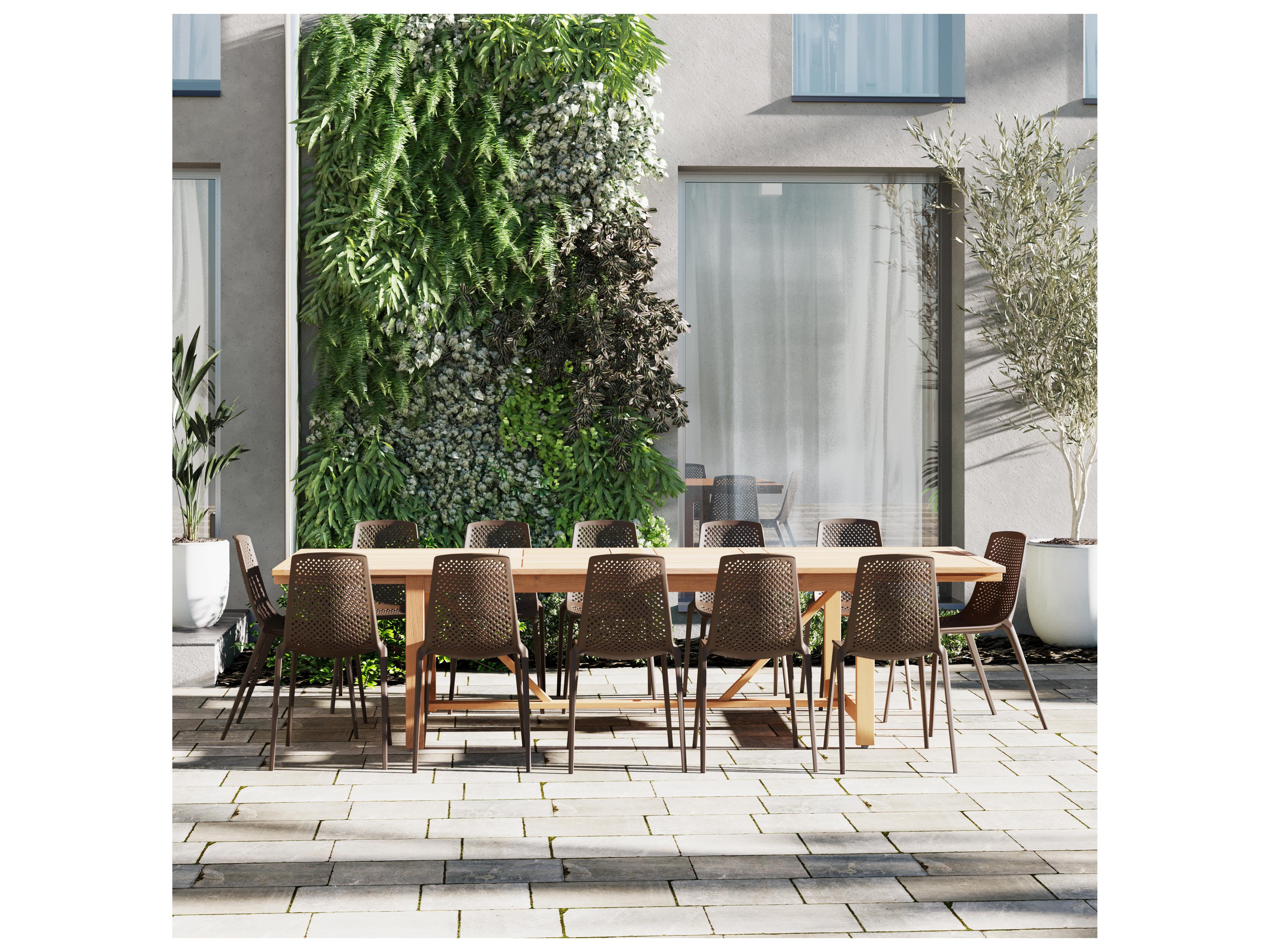 International Home Miami Amazonia Wood Resin Brown 13 Piece Rectangular Outdoor Patio Dining Set