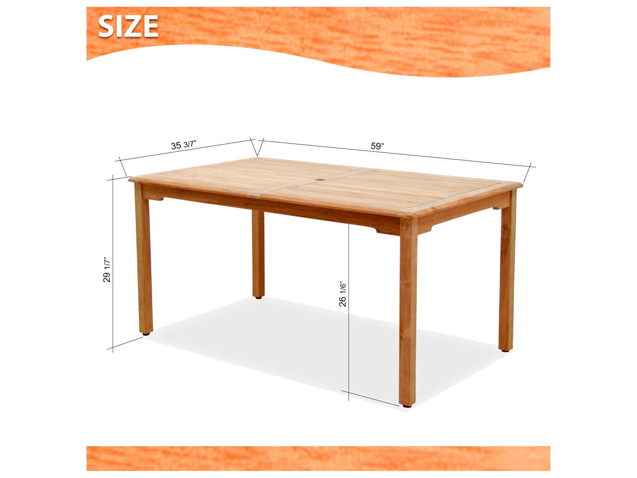 International Home Miami Amazonia 5 Piece Rectangular Outdoor Patio Dining Set Certified Teak