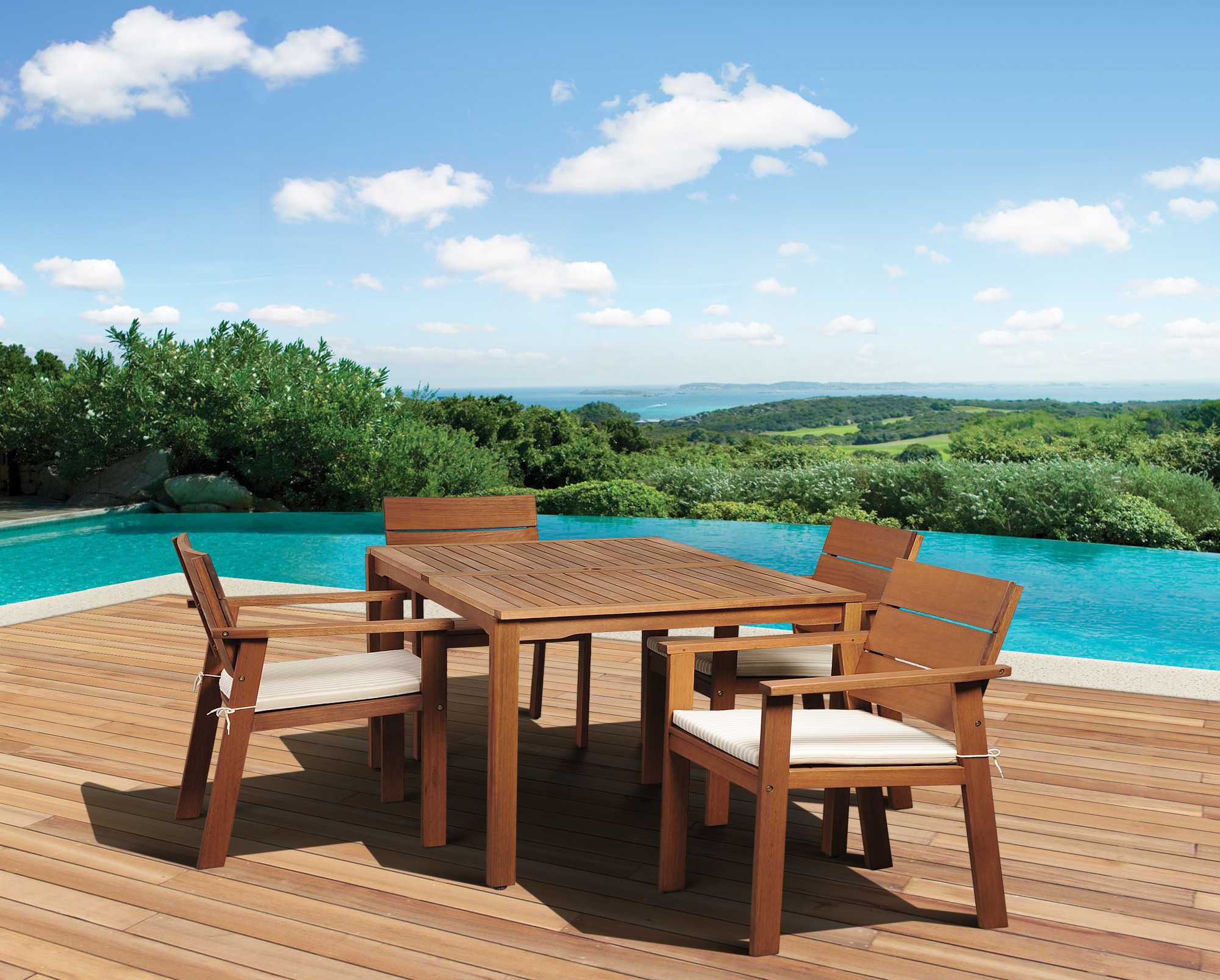 International Home Miami Amazonia Eucalyptus Rectangular Five piece Nelson Patio Dining Set