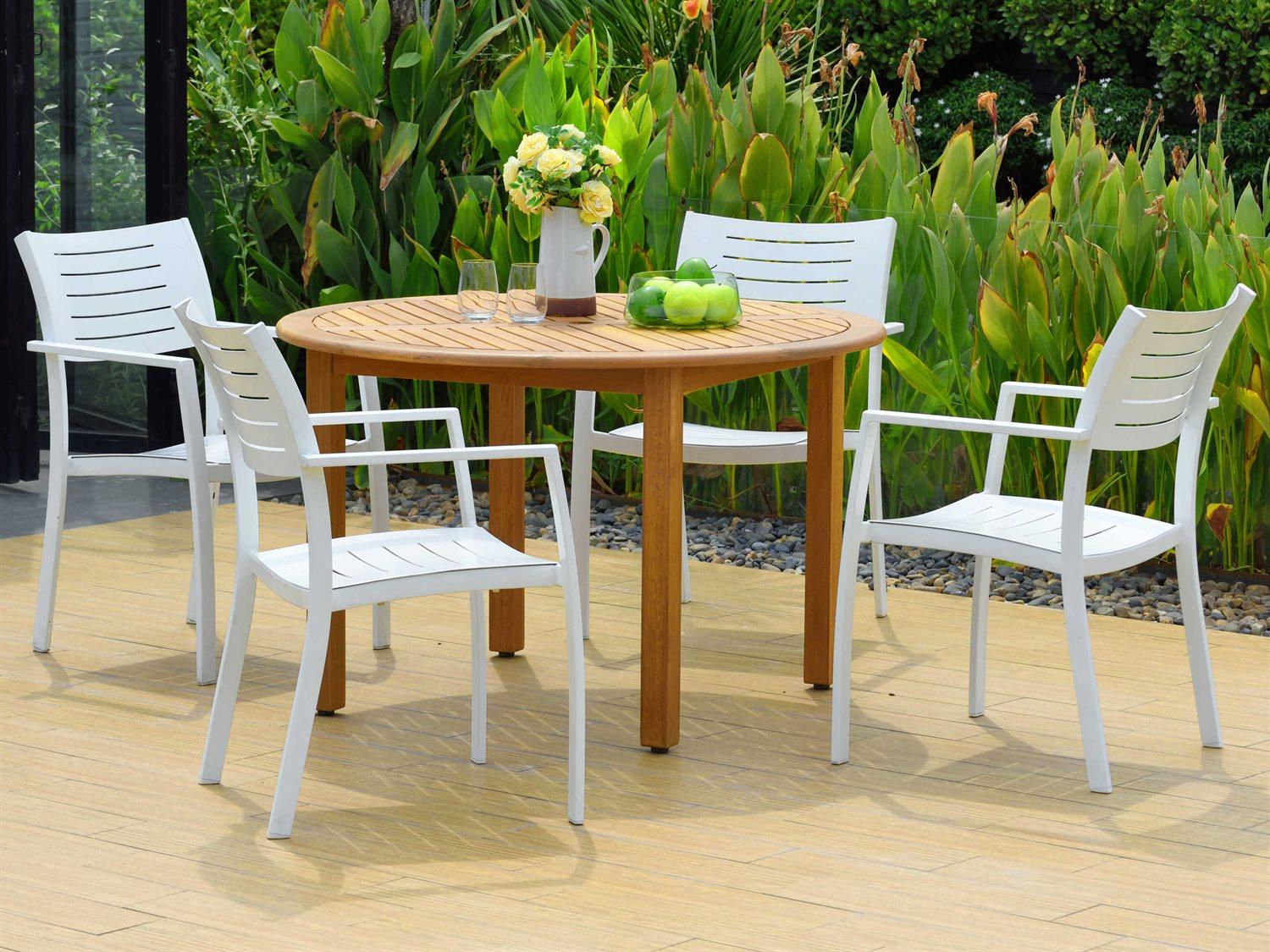 International Home Miami Amazonia Noordam 5 Piece Round Wood Outdoor Dining Set