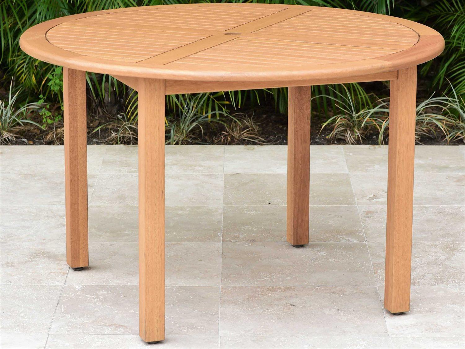 International Home Miami Amazonia Austin Wood Round Outdoor Patio Dining Table with Umbrella Hole