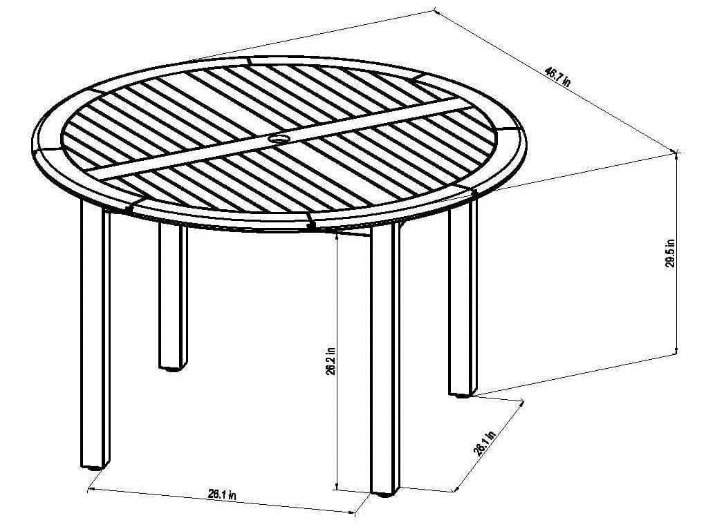 International Home Miami Amazonia Austin Wood Round Outdoor Patio Dining Table with Umbrella Hole